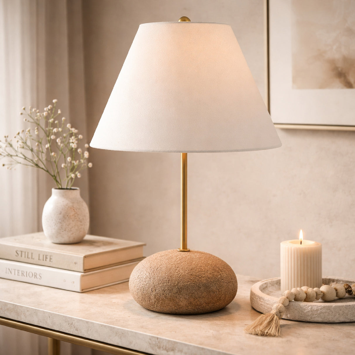 Modern European furniture - White Cotton Shade Table Lamp - www.oroa.com | Oroa.com