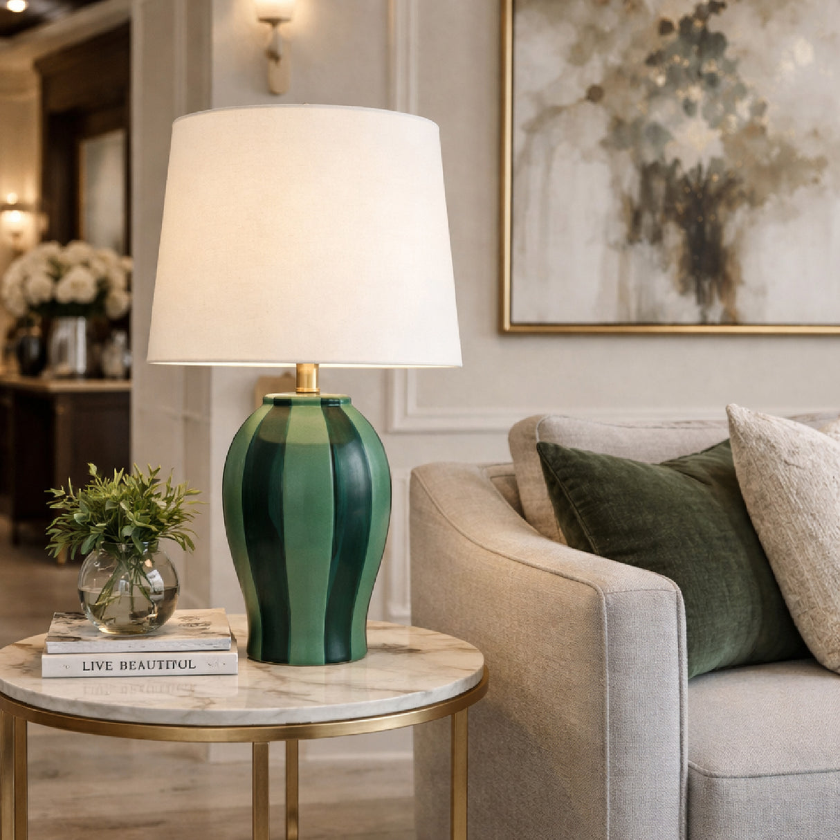Modern European furniture - Striped Ceramic Table Lamp - www.oroa.com | Oroa.com