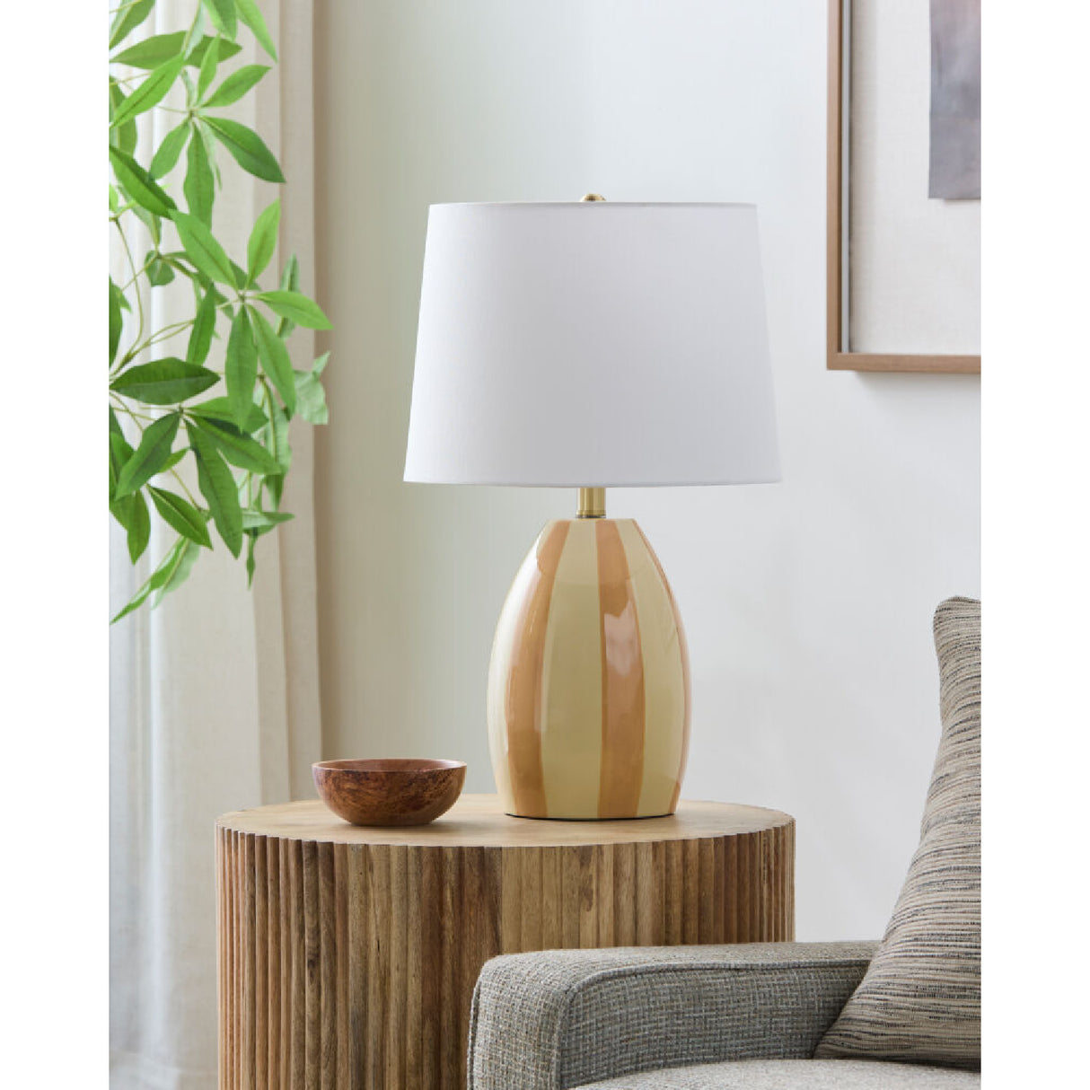 Modern European furniture - Yellow Striped Ceramic Table Lamp - www.oroa.com | Oroa.com