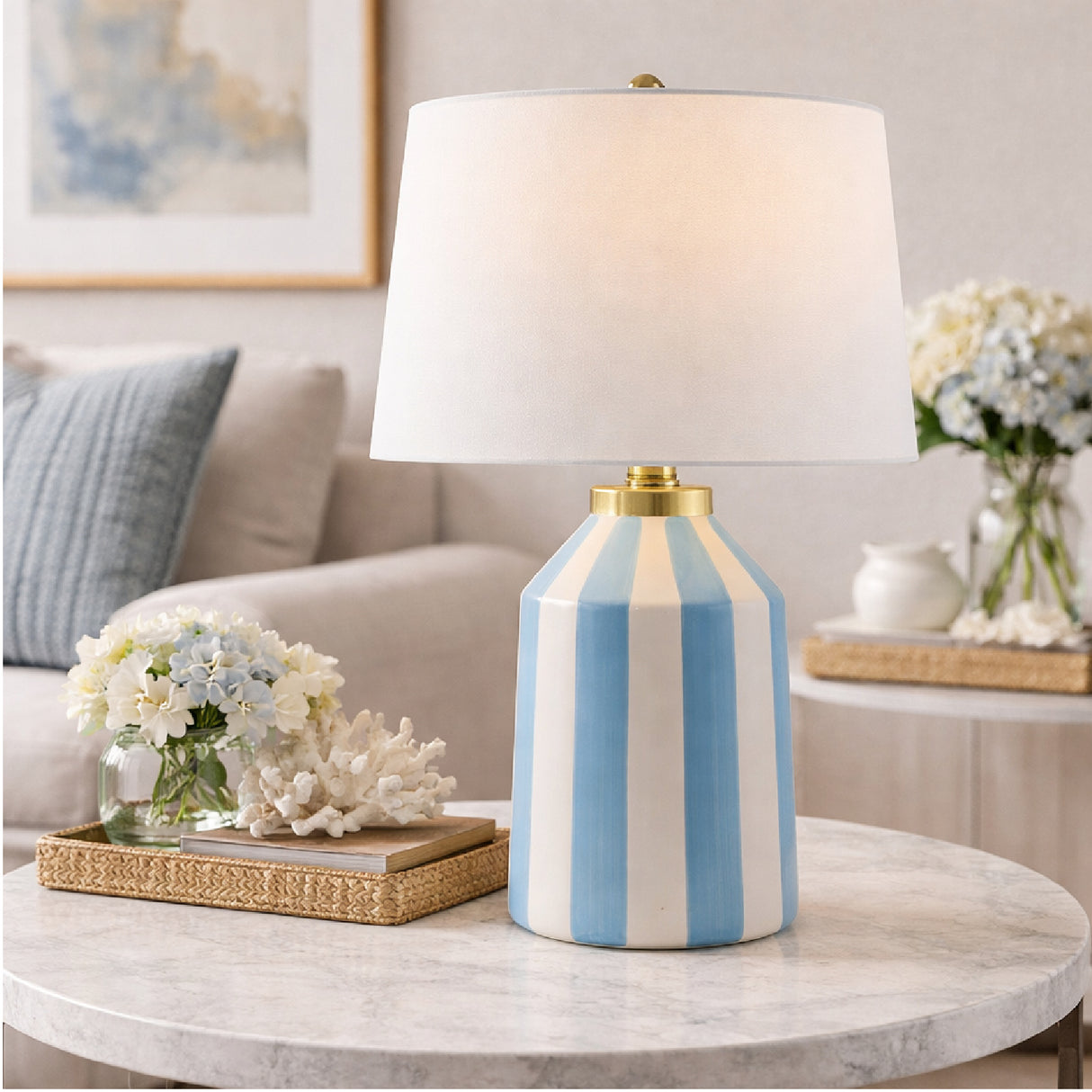 Modern European furniture - Vertical Lined Ceramic Table Lamp - www.oroa.com | Oroa.com
