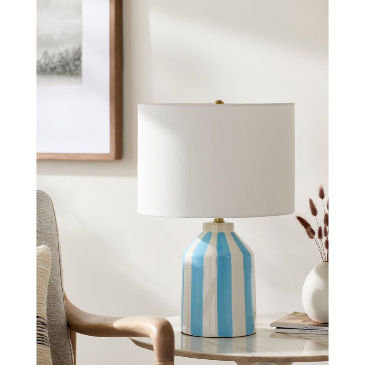Modern European furniture - Vertical Lined Ceramic Table Lamp - www.oroa.com | Oroa.com