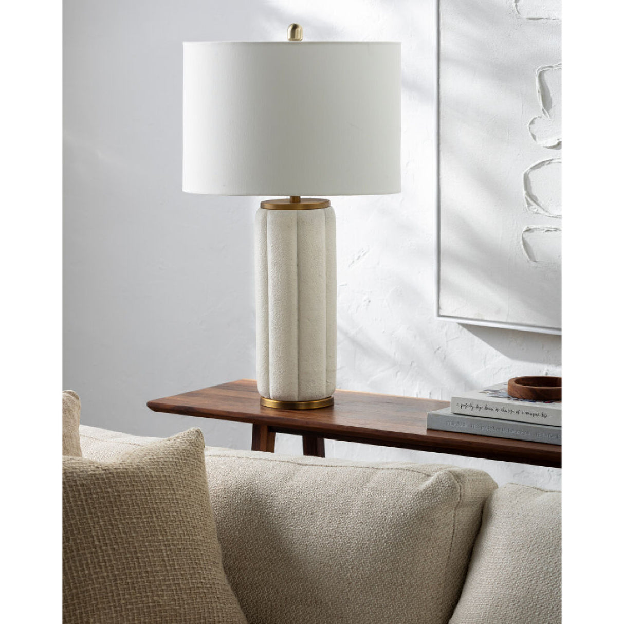 Modern European furniture - Modern White Linen Table Lamp - www.oroa.com | Oroa.com