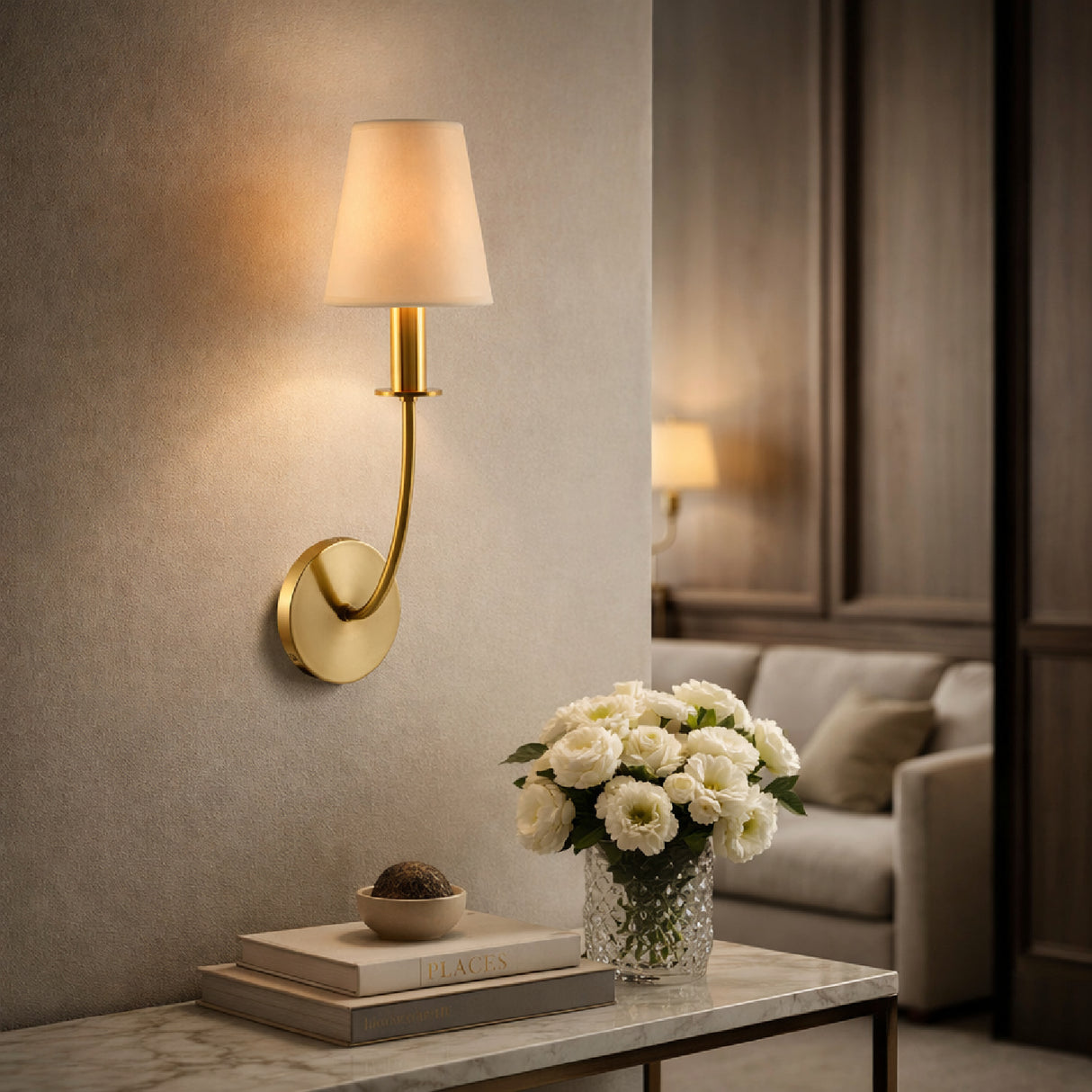 Modern European furniture - White Linen Wall Lamp - www.oroa.com | Oroa.com