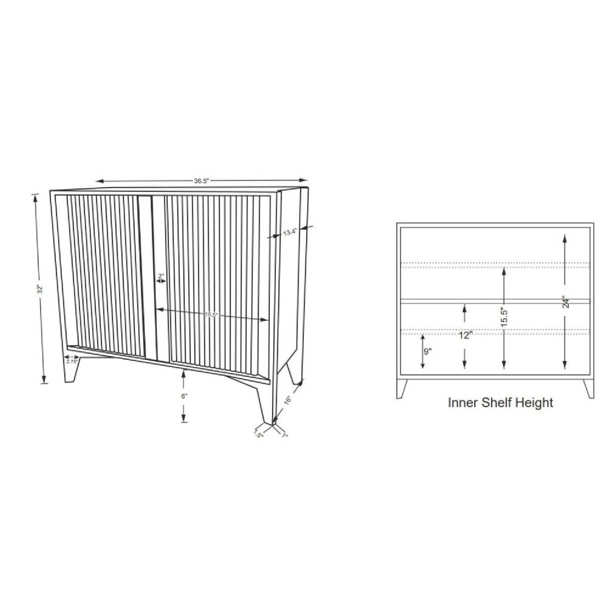 Modern European furniture - Reeded Mango Wood Cabinet - www.oroa.com | Oroa.com