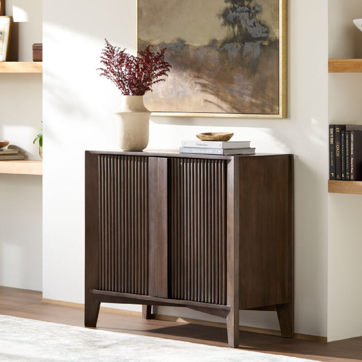 Modern European furniture - Reeded Mango Wood Cabinet - www.oroa.com | Oroa.com