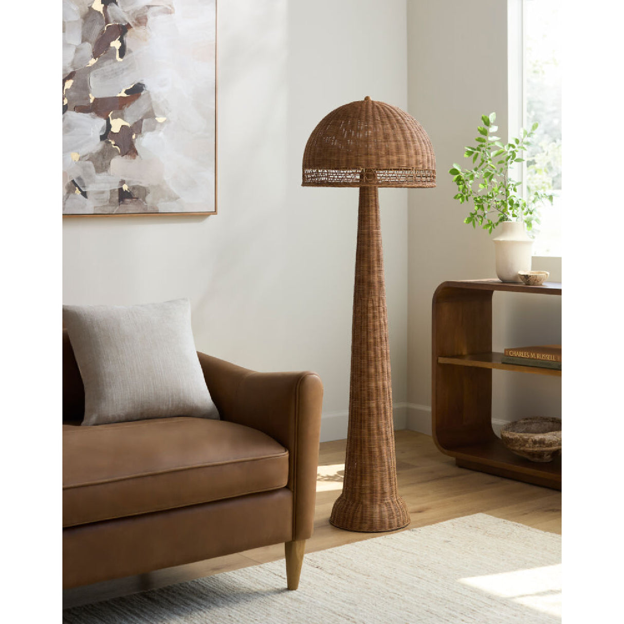 Modern European furniture - Natural Rattan Dome Floor Lamp - www.oroa.com | Oroa.com