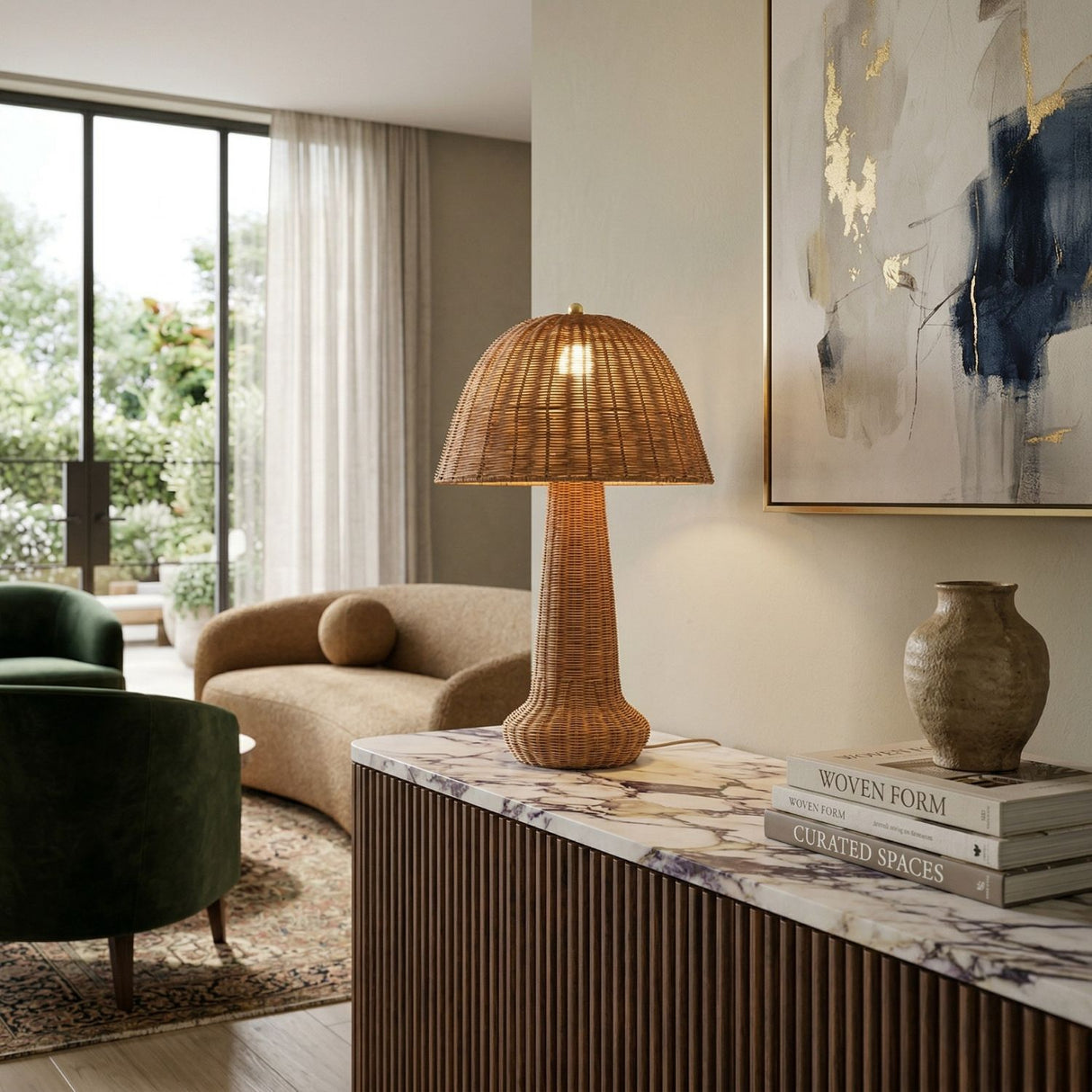 Modern European furniture - Domed Rattan Table Lamp - www.oroa.com | Oroa.com