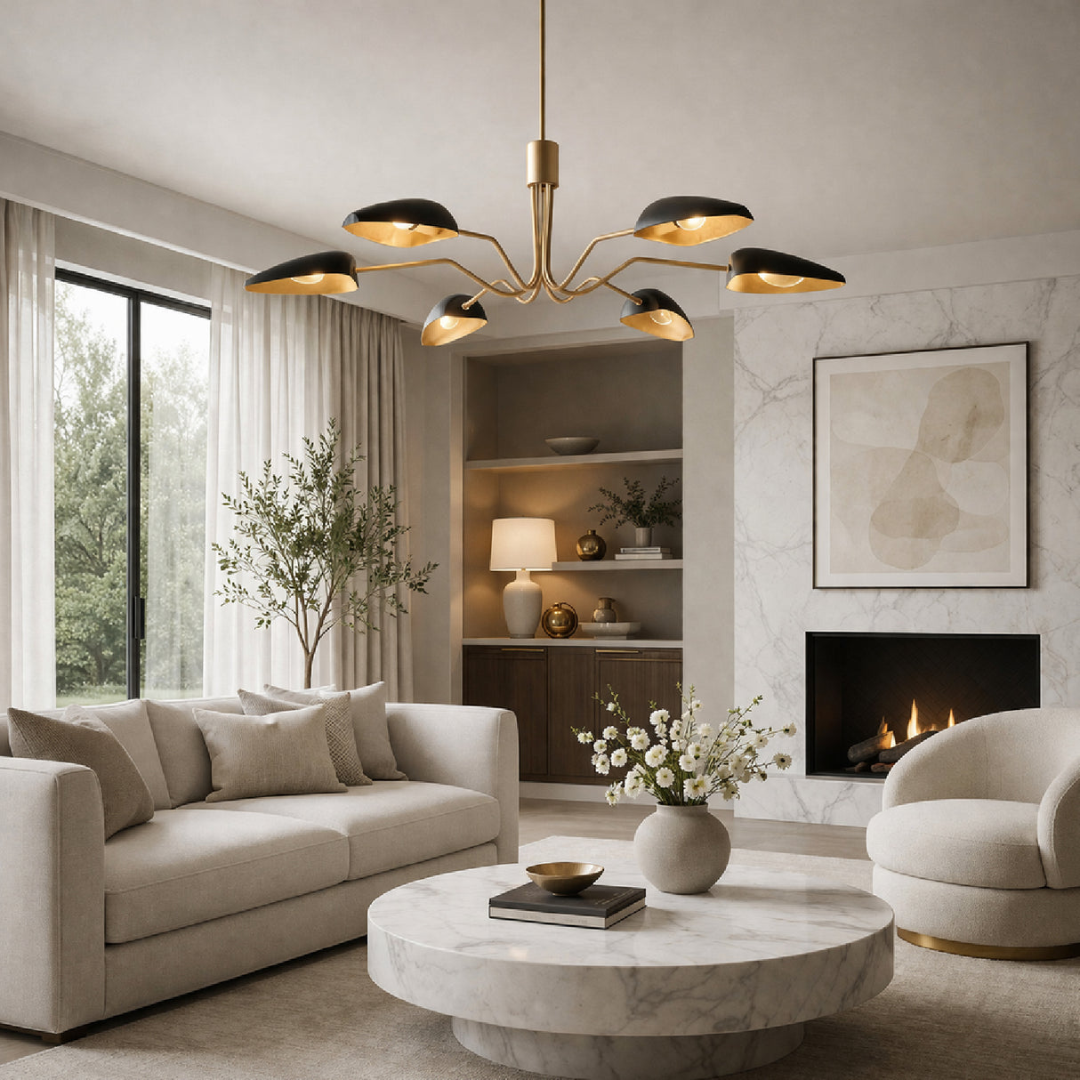 Modern European furniture - Painted Gold 6-Light Chandelier - www.oroa.com | Oroa.com