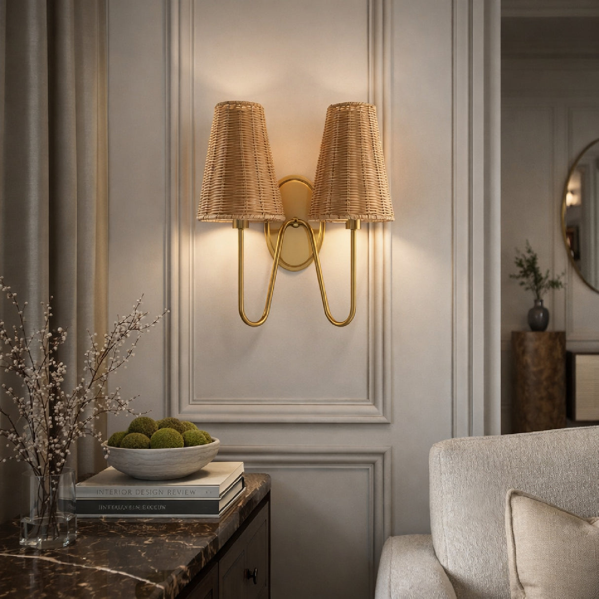 Modern European furniture - Rattan 2-Light Wall Lamp - www.oroa.com | Oroa.com