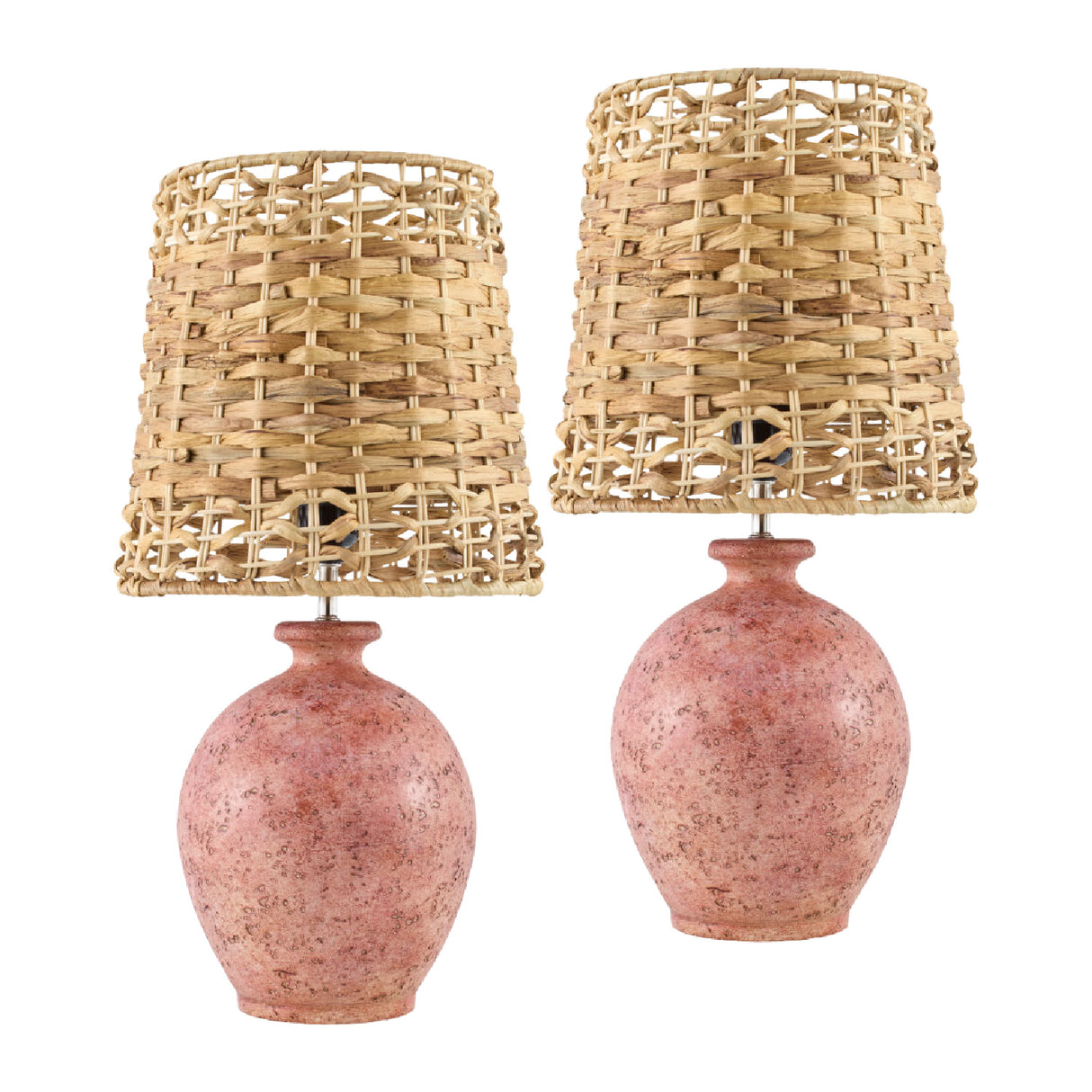 Modern European furniture - Cement Woven Seagrass Table Lamps (2) - www.oroa.com | Oroa.com