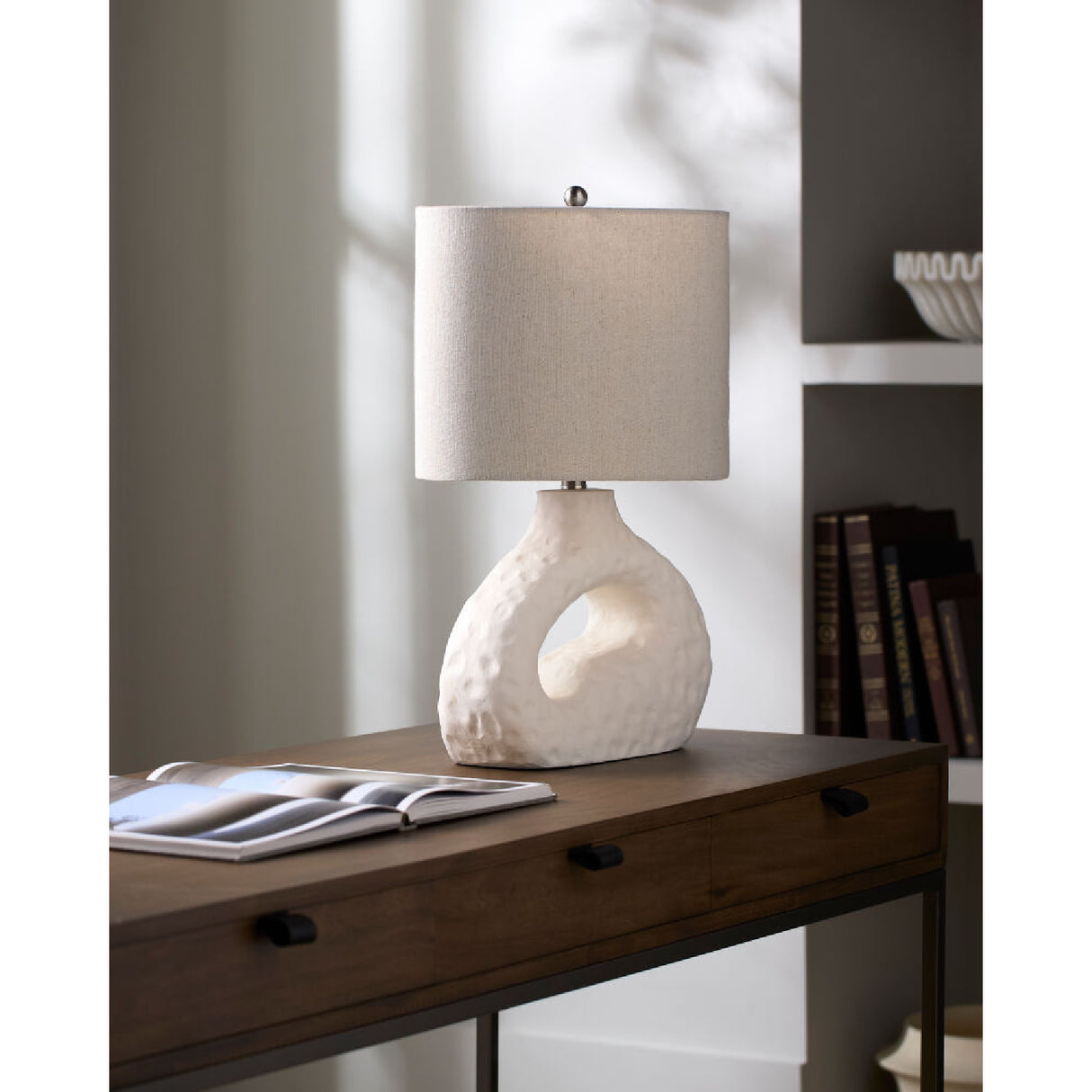 Modern European furniture - White Carved Accent Table Lamp - www.oroa.com | Oroa.com