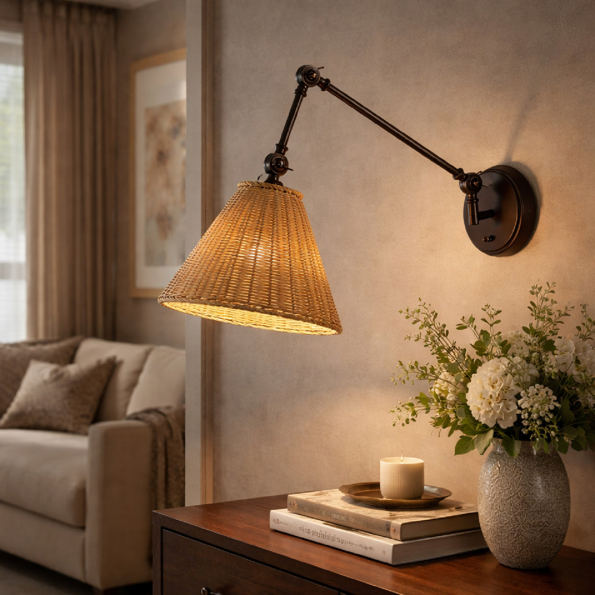 Modern European furniture - Rattan Adjustable-Arm Wall Lamp - www.oroa.com | Oroa.com
