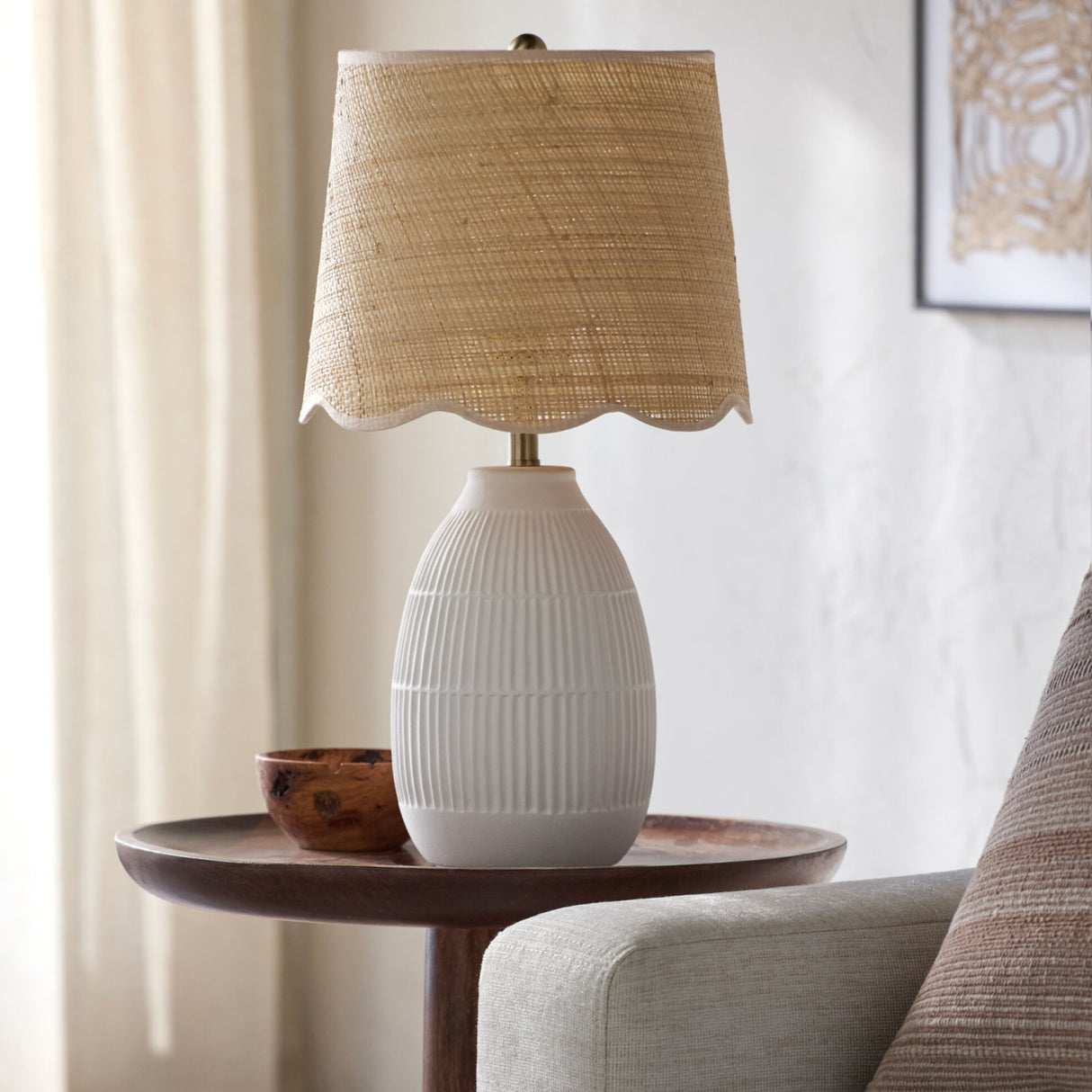 Modern European furniture - Scalloped Beige Jute Table Lamp - www.oroa.com | Oroa.com