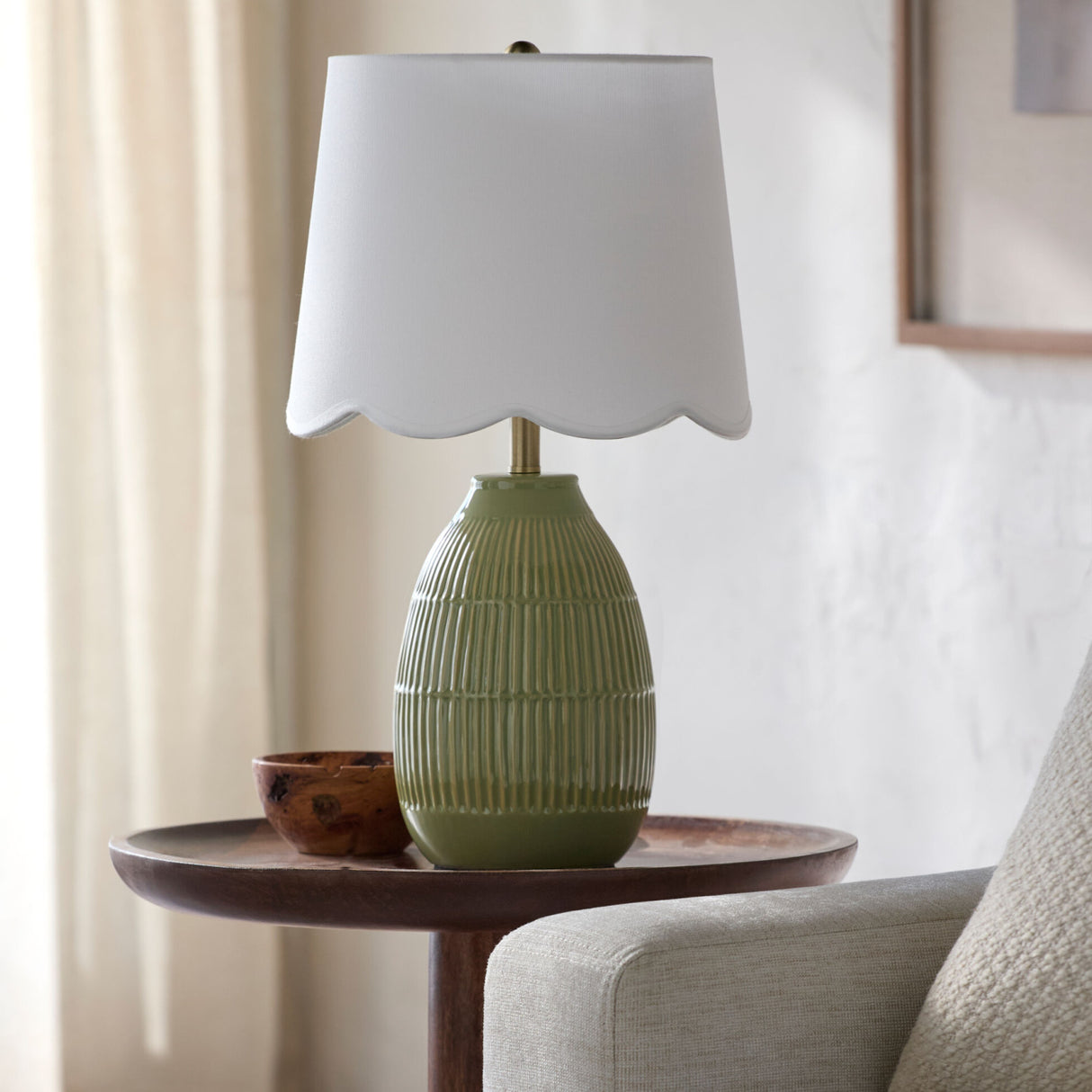 Modern European furniture - Scalloped Linen Ceramic Table Lamp - www.oroa.com | Oroa.com
