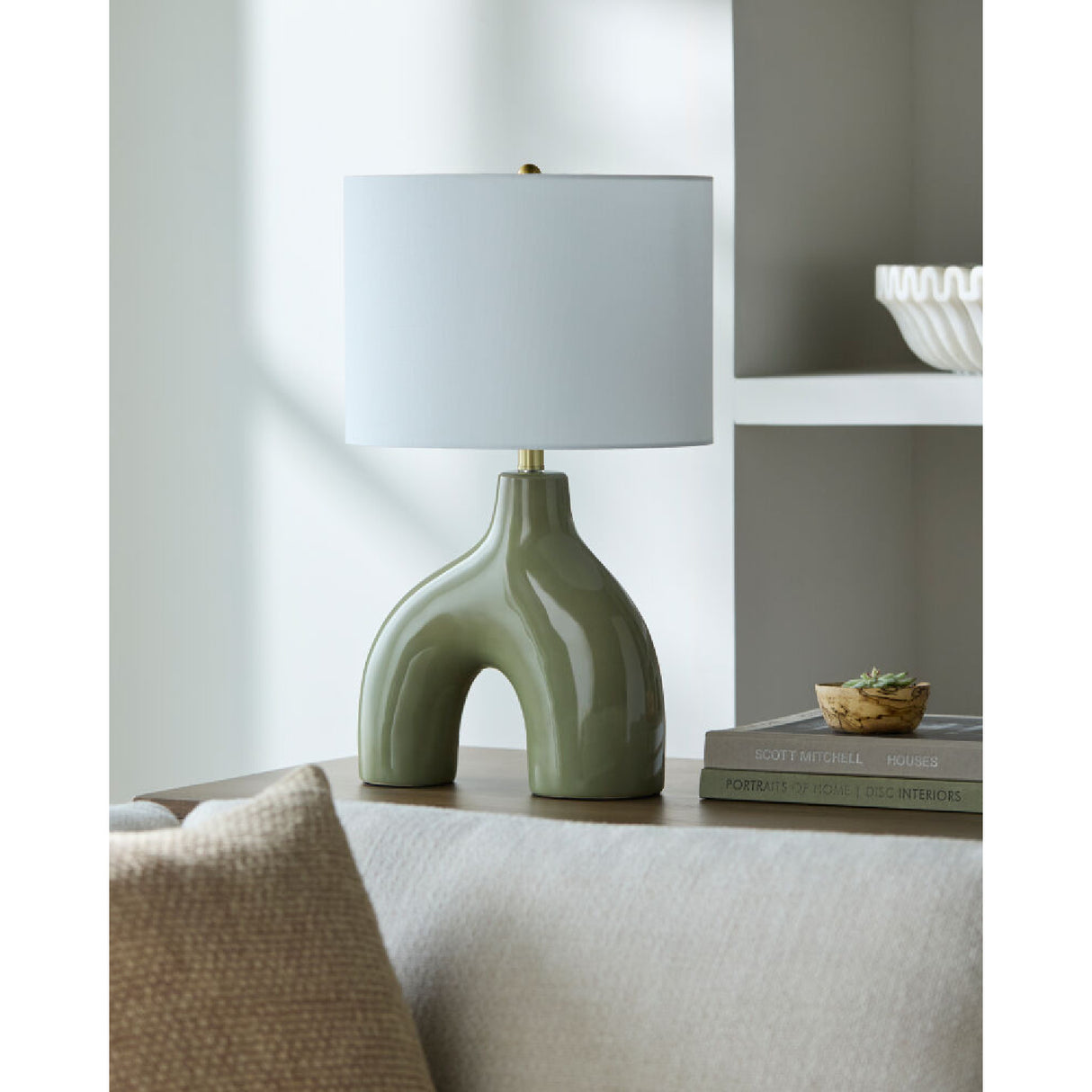 Modern European furniture - Cotton Shade Arched Table Lamp - www.oroa.com | Oroa.com