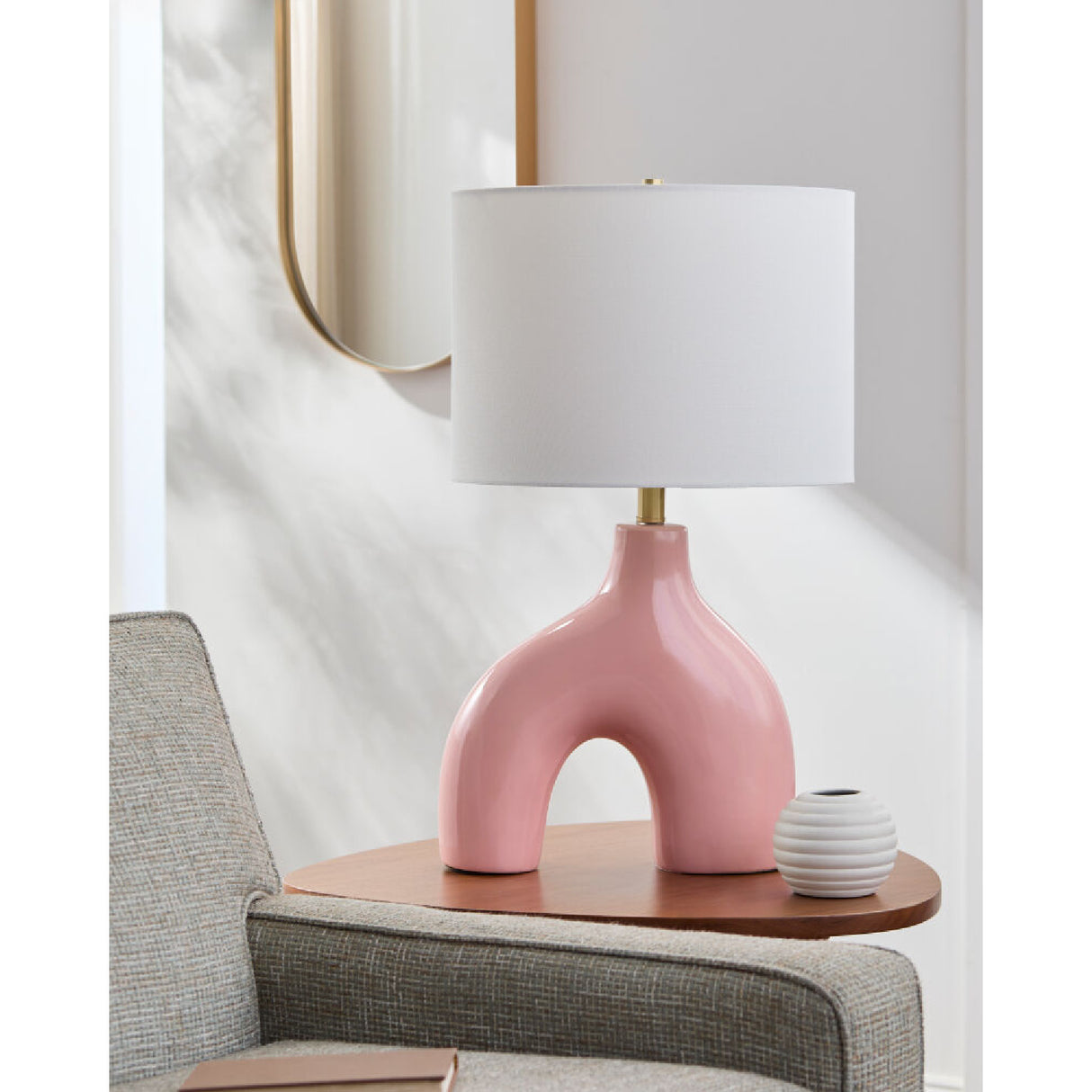 Modern European furniture - Cotton Shade Arched Table Lamp - www.oroa.com | Oroa.com
