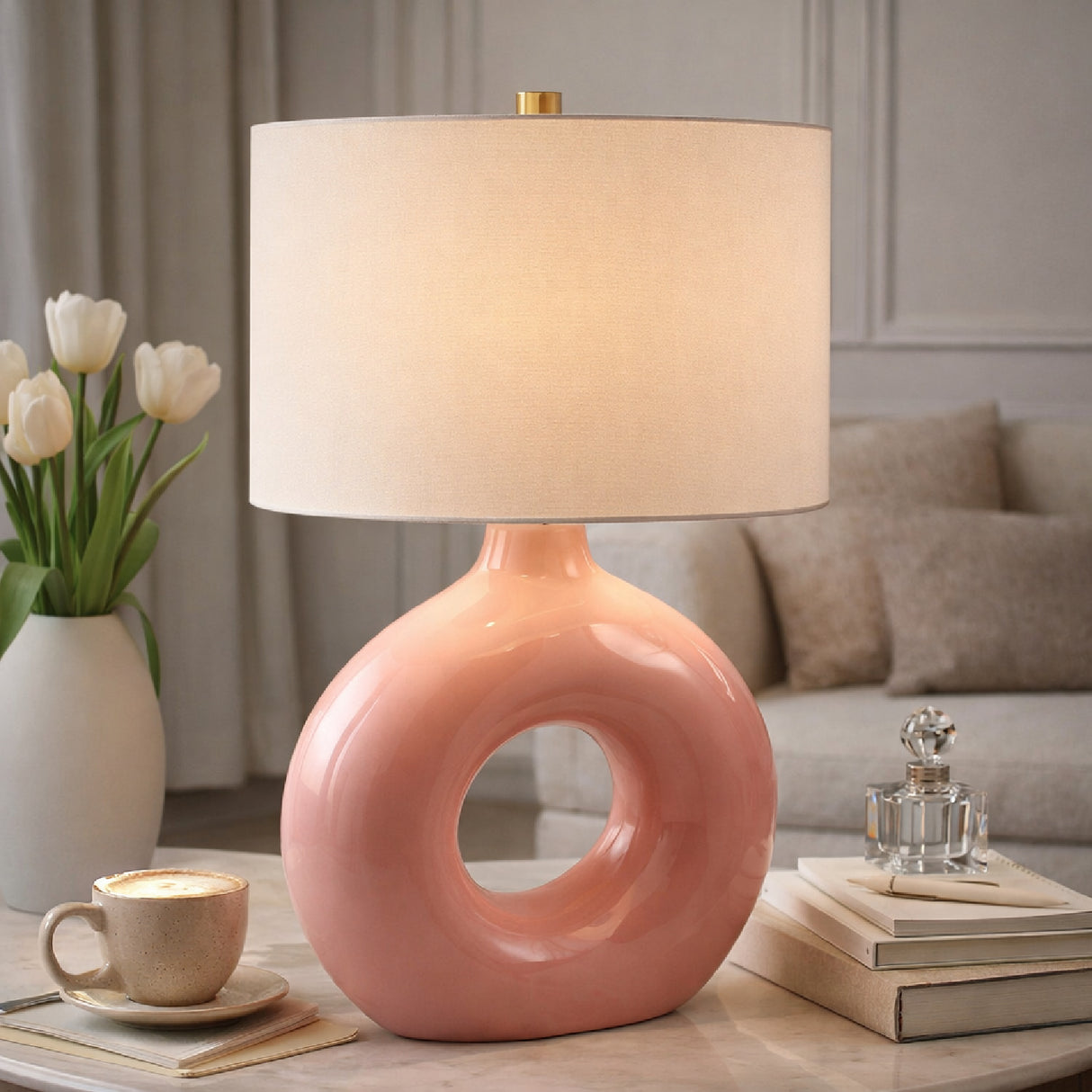 Modern European furniture - Ceramic Ring Accent Table Lamp - www.oroa.com | Oroa.com
