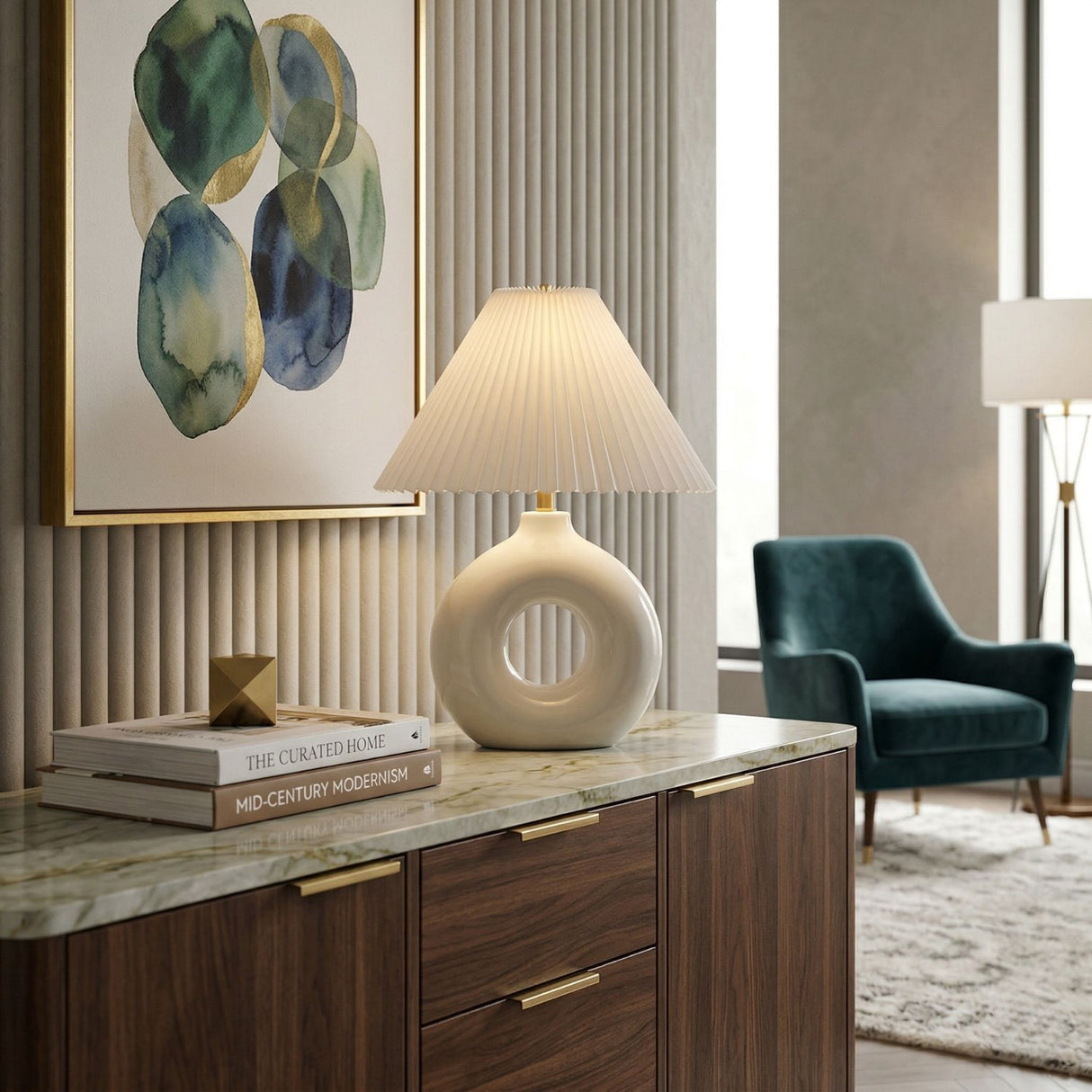 Modern European furniture - Pleated White Fabric Table Lamp - www.oroa.com | Oroa.com