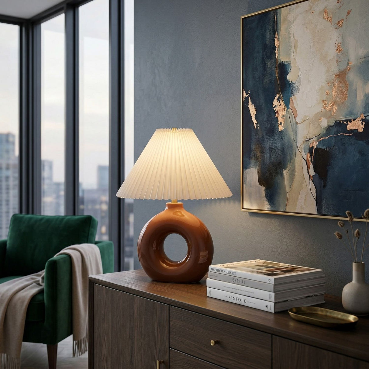 Modern European furniture - Pleated White Fabric Table Lamp - www.oroa.com | Oroa.com