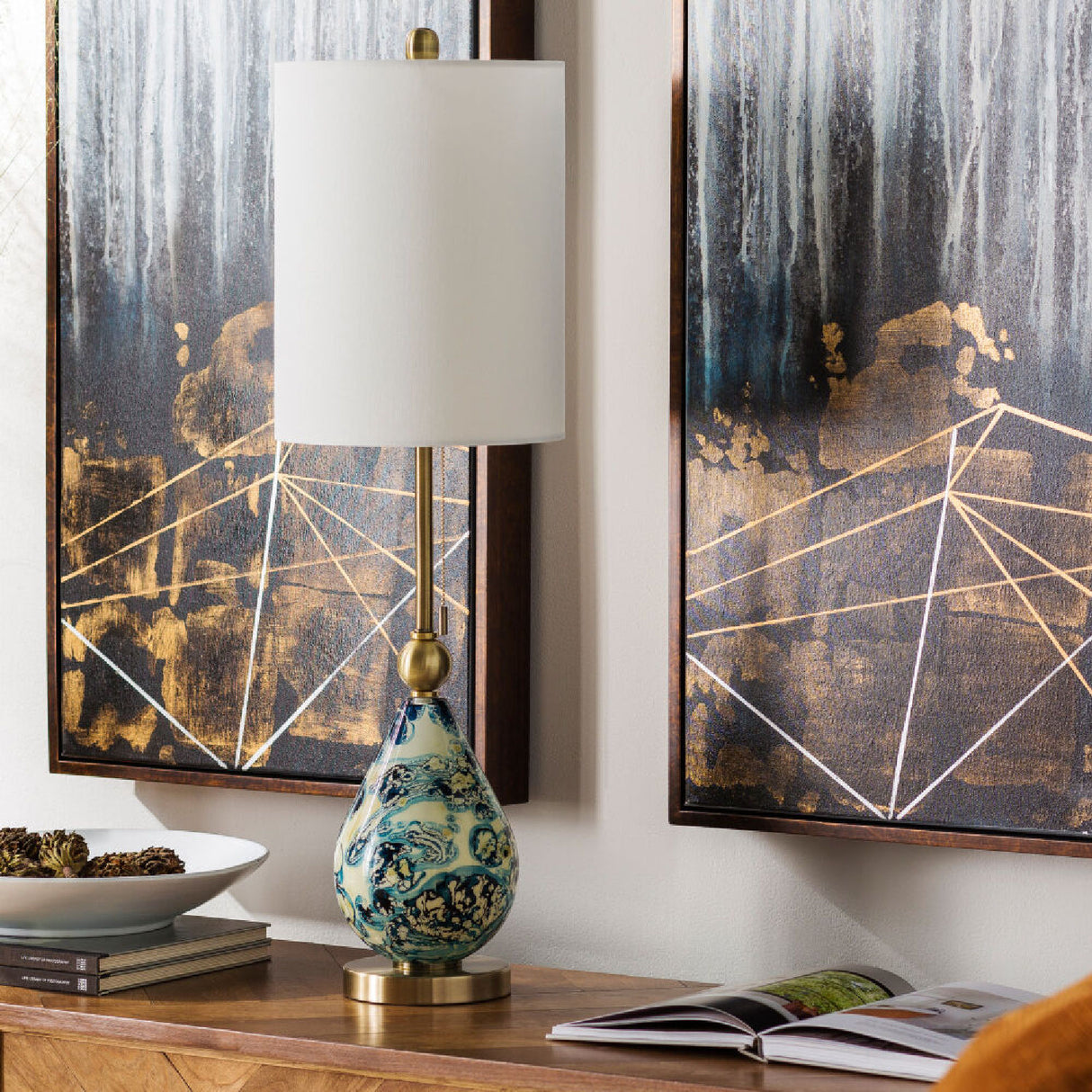 Modern European furniture - Painted Glass Accent Table Lamp - www.oroa.com | Oroa.com