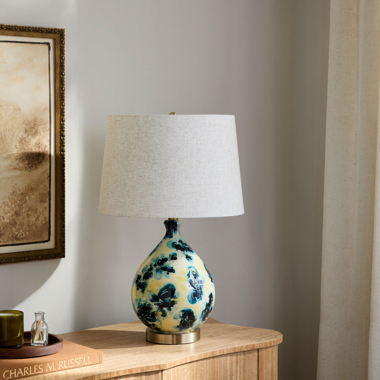 Modern European furniture - Blue Floral Glass Table Lamp - www.oroa.com | Oroa.com