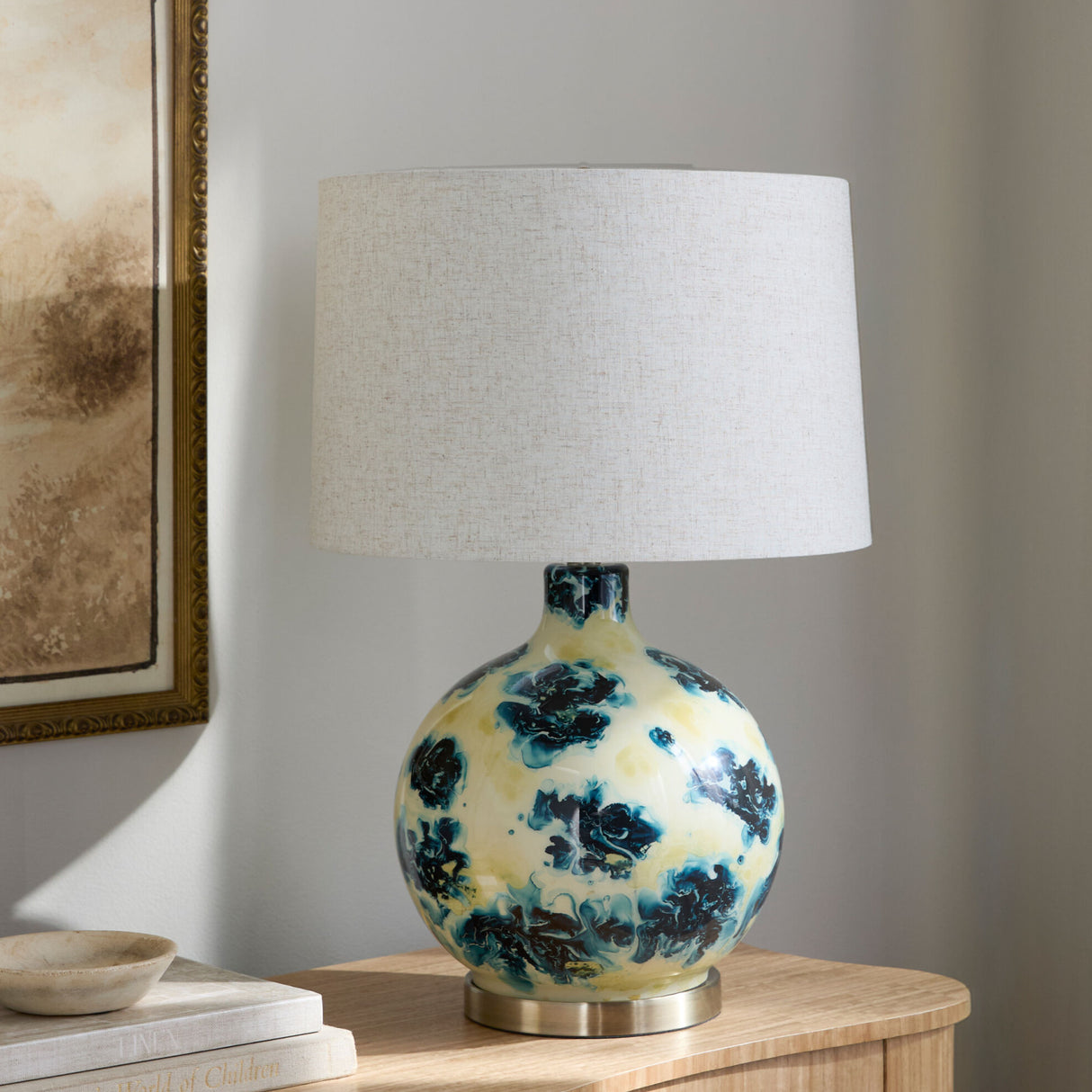 Modern European furniture - Round Painted Glass Tabe Lamp - www.oroa.com | Oroa.com