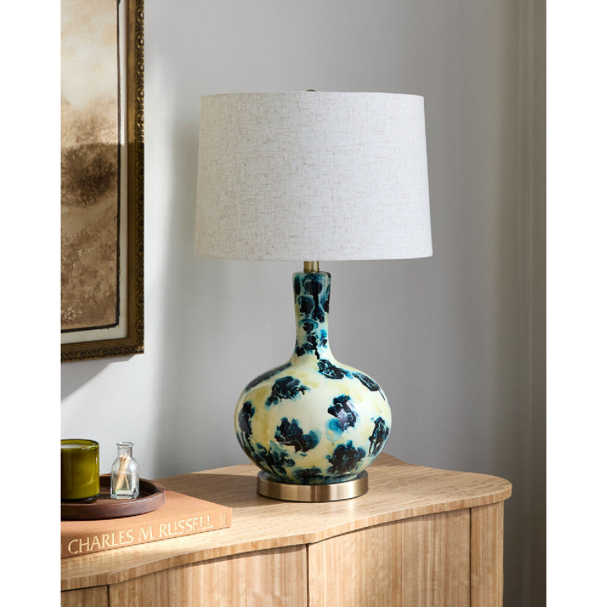 Modern European furniture - Painted Blue Glass Table Lamp - www.oroa.com | Oroa.com