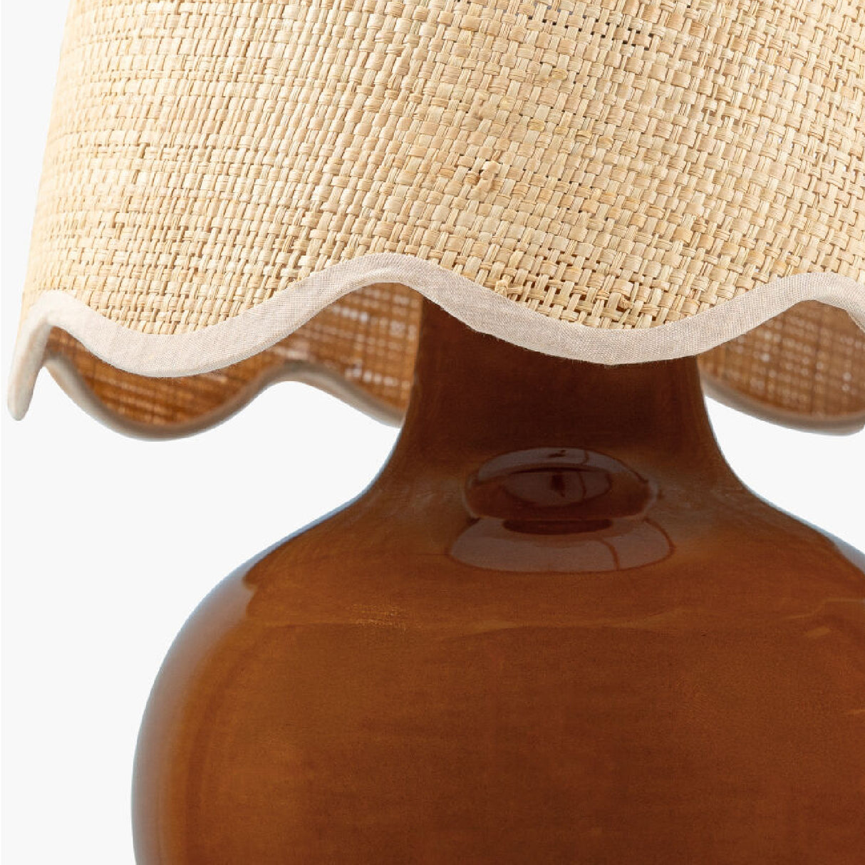 Modern European furniture - Scalloped Raffia Shade Table Lamp - www.oroa.com | Oroa.com