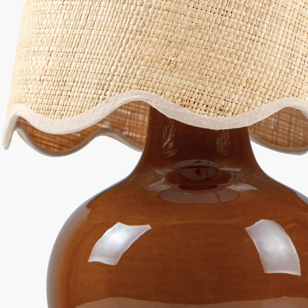 Modern European furniture - Scalloped Raffia Shade Table Lamp - www.oroa.com | Oroa.com