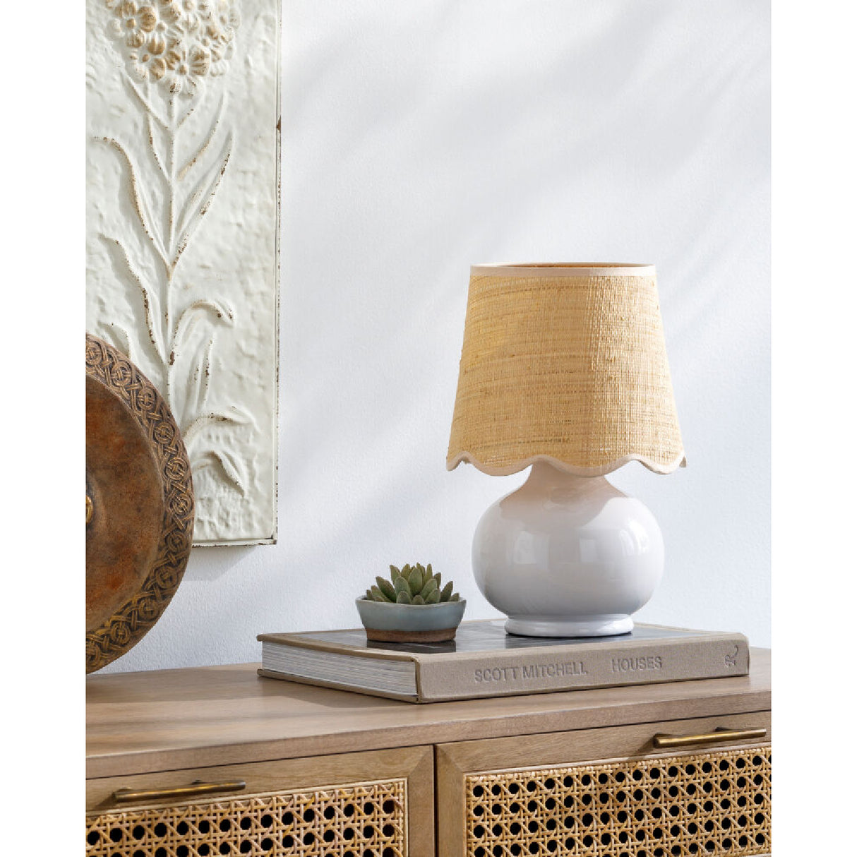 Modern European furniture - Scalloped Raffia Shade Table Lamp - www.oroa.com | Oroa.com