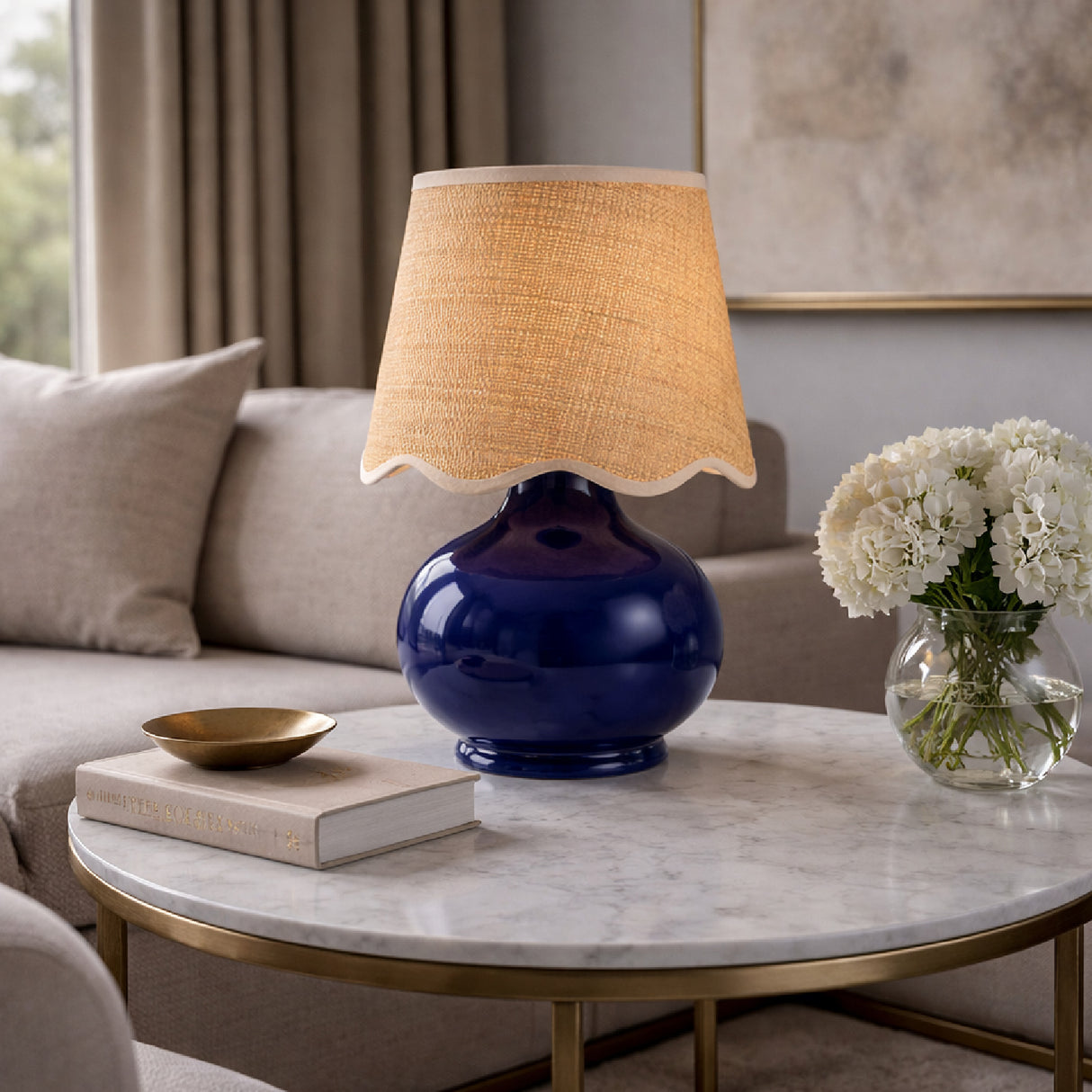 Modern European furniture - Scalloped Raffia Shade Table Lamp - www.oroa.com | Oroa.com