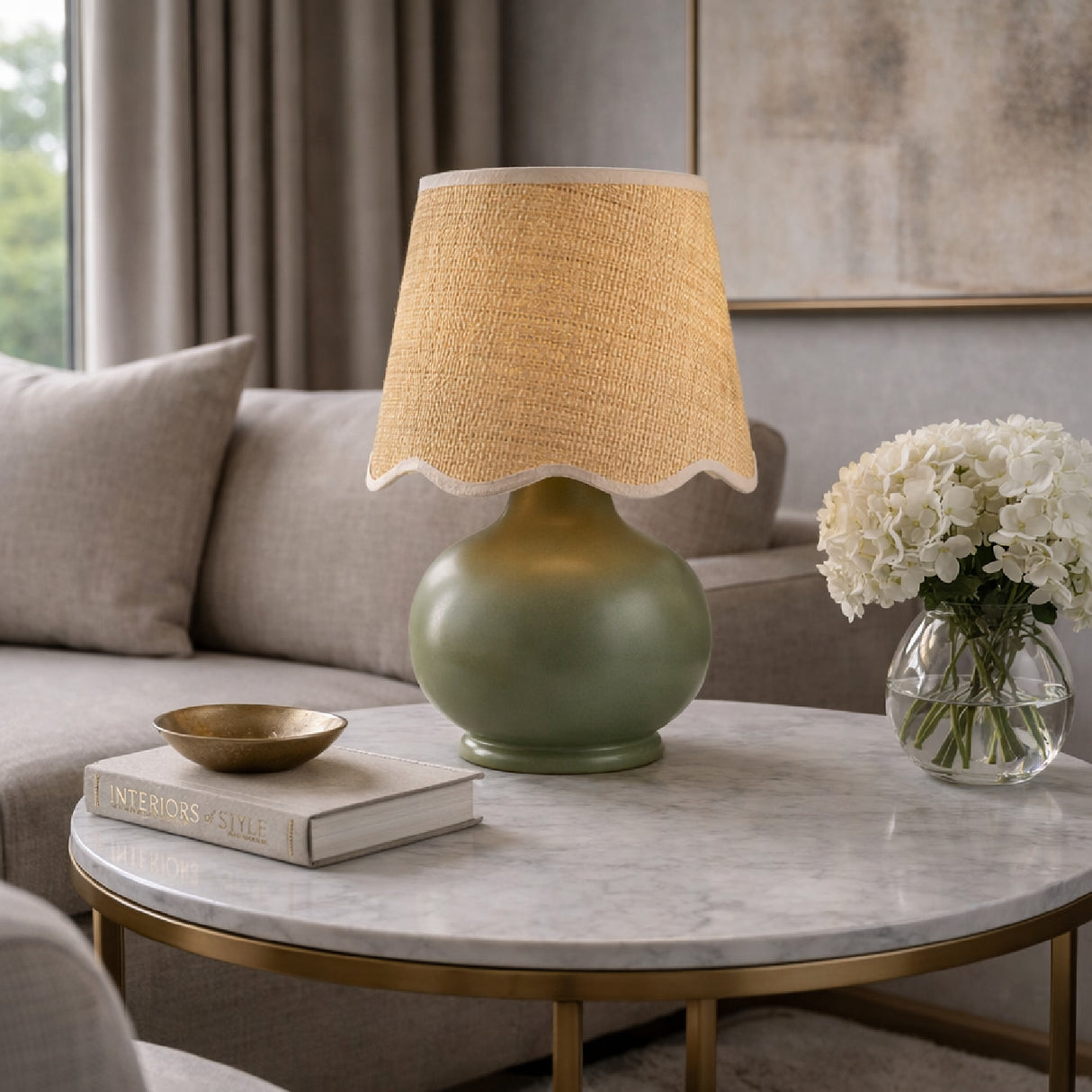 Modern European furniture - Scalloped Raffia Shade Table Lamp - www.oroa.com | Oroa.com