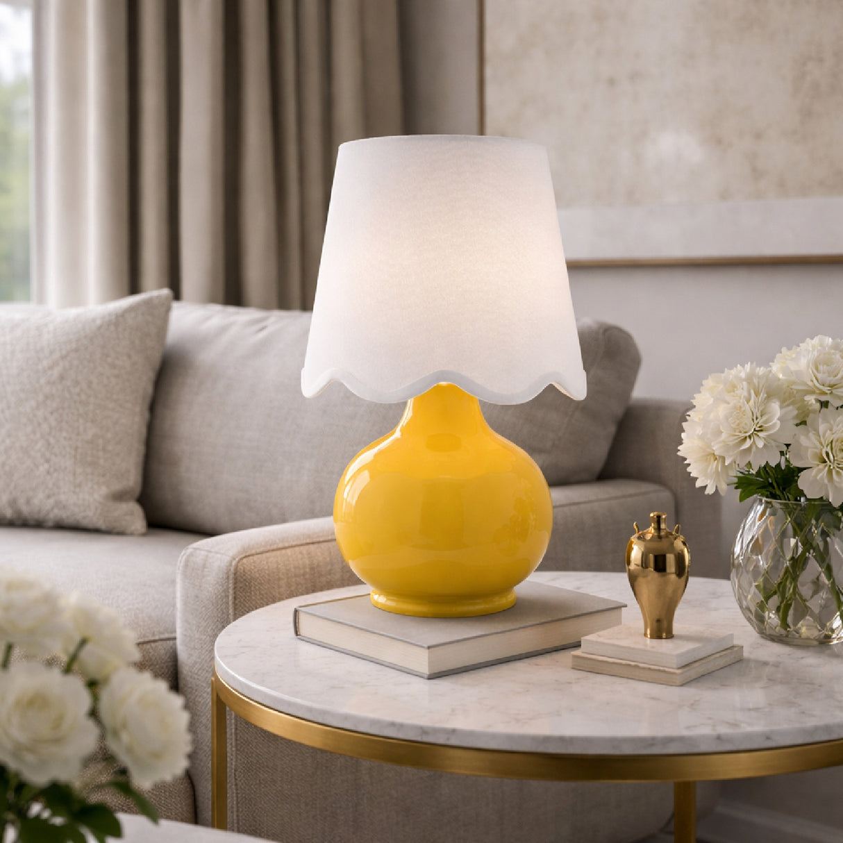 Modern European furniture - Scalloped Raffia Shade Table Lamp - www.oroa.com | Oroa.com