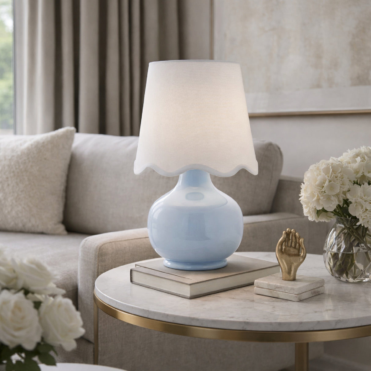 Modern European furniture - Scalloped Raffia Shade Table Lamp - www.oroa.com | Oroa.com
