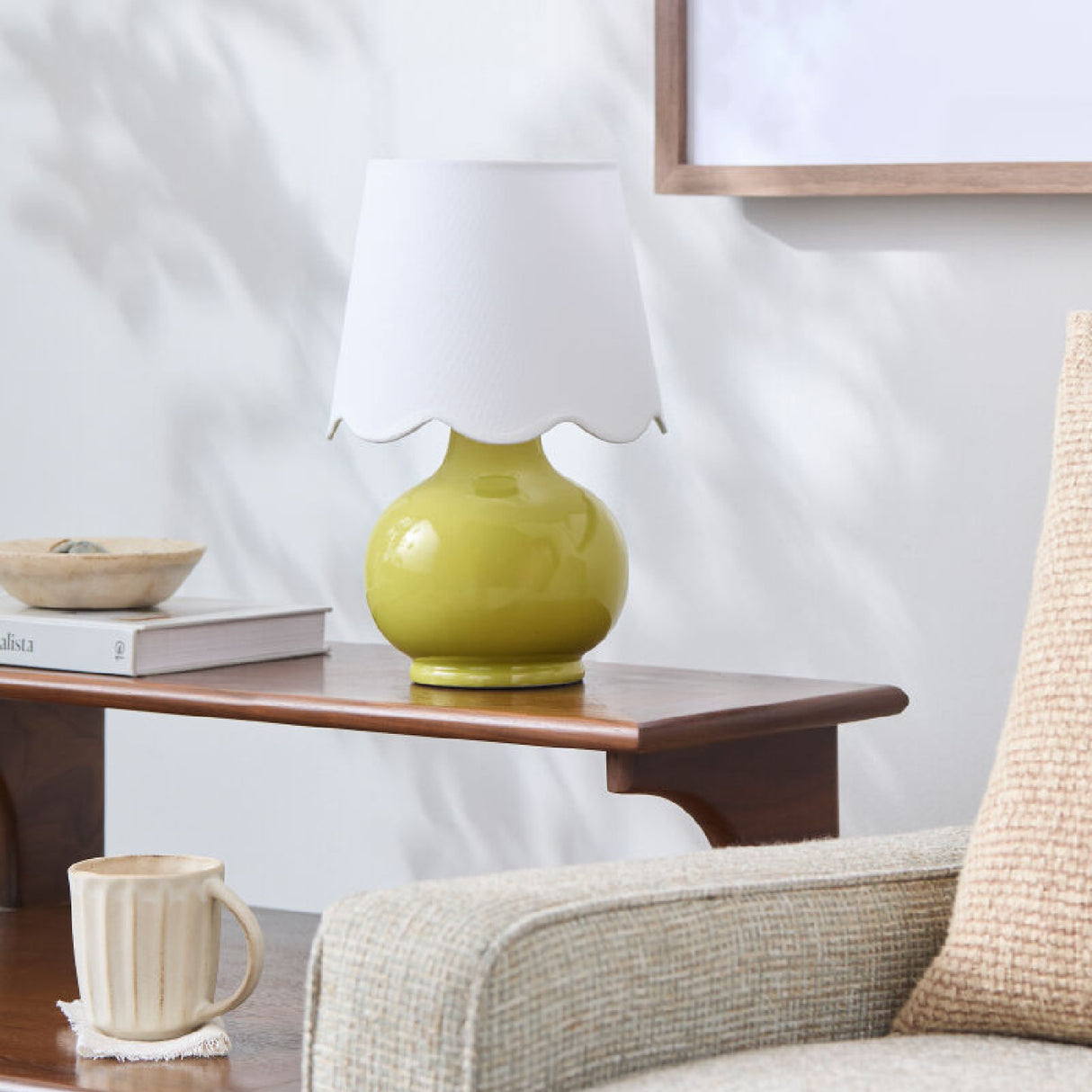 Modern European furniture - Scalloped Raffia Shade Table Lamp - www.oroa.com | Oroa.com