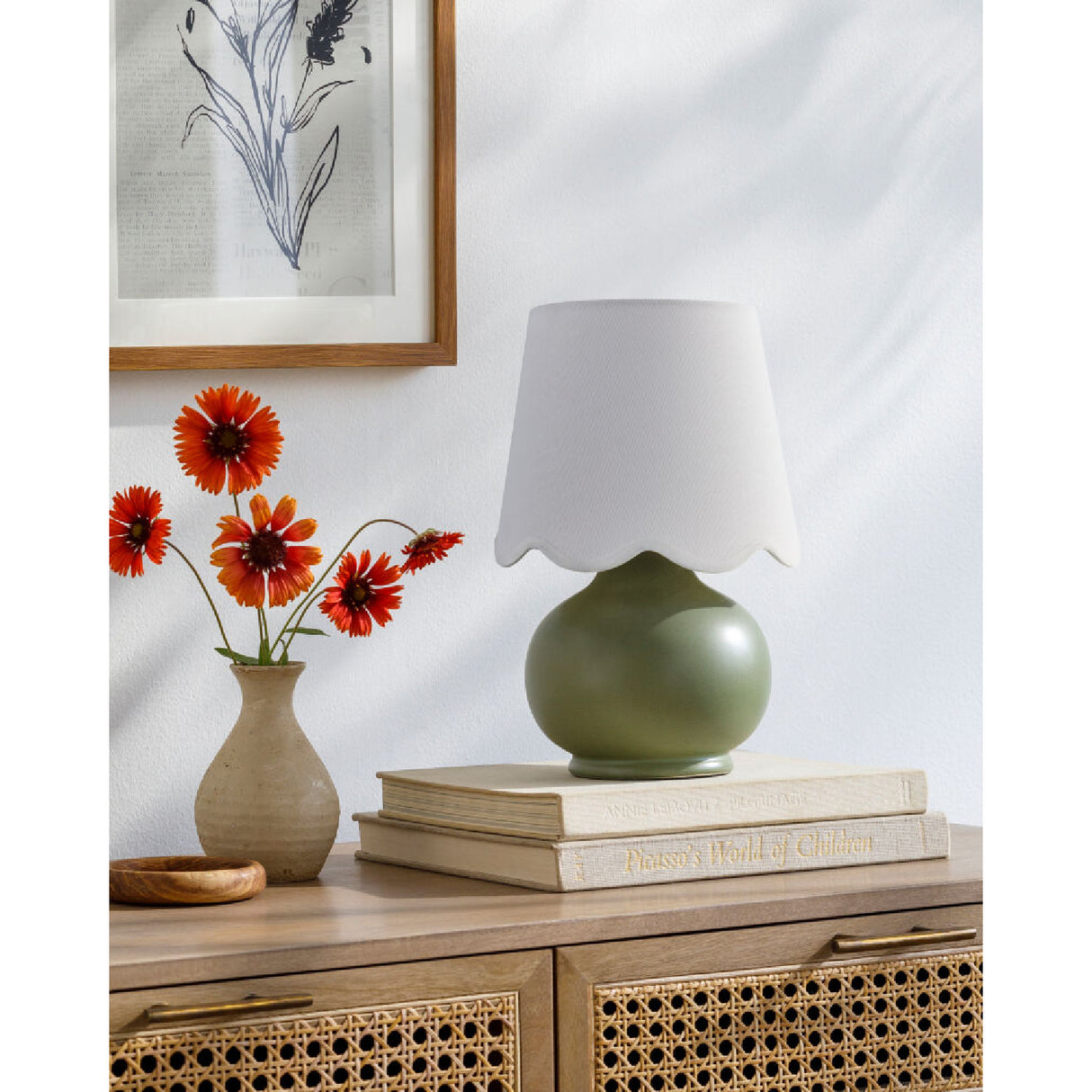 Modern European furniture - Scalloped Raffia Shade Table Lamp - www.oroa.com | Oroa.com