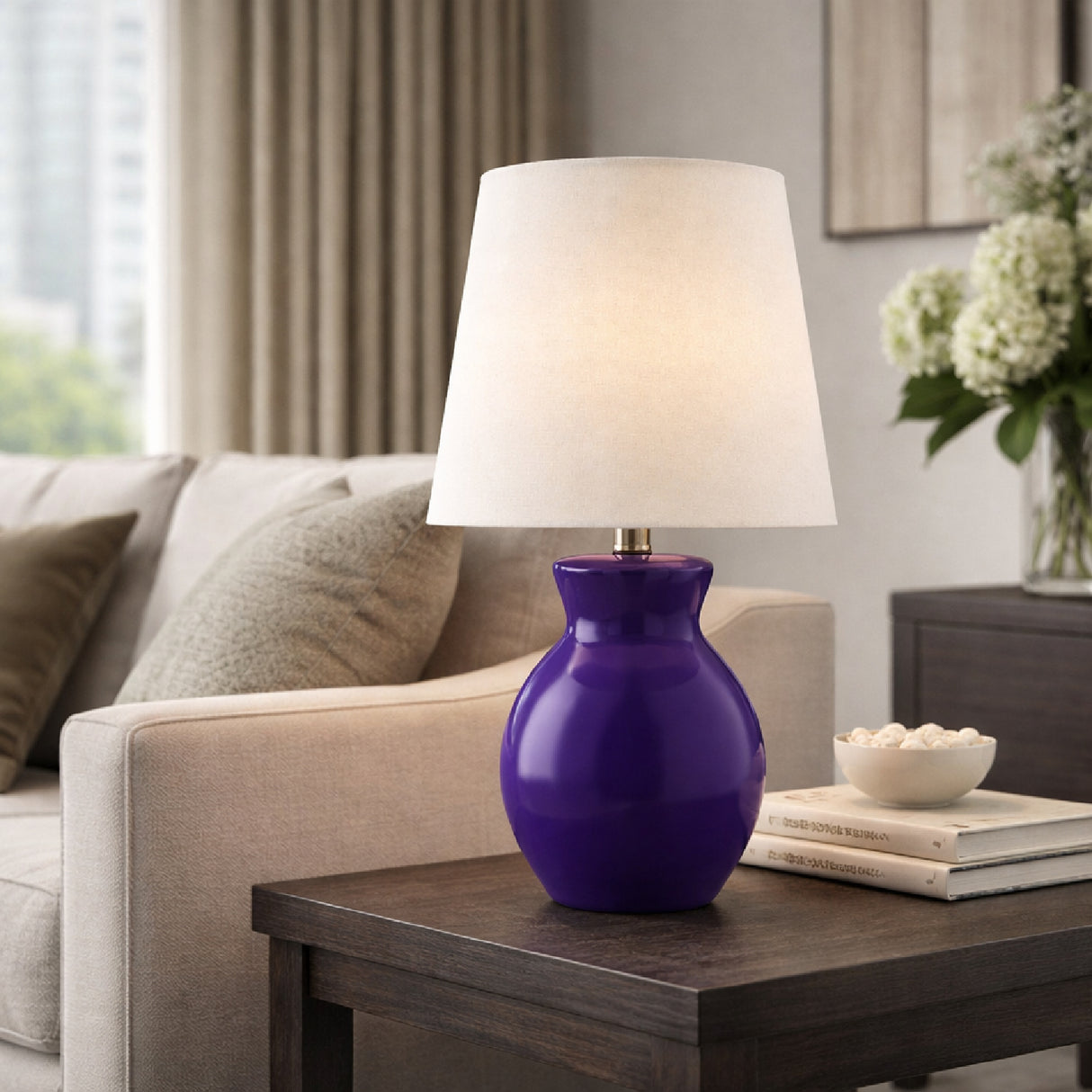 Modern European furniture - White Cotton Ceramic Table Lamp - www.oroa.com | Oroa.com