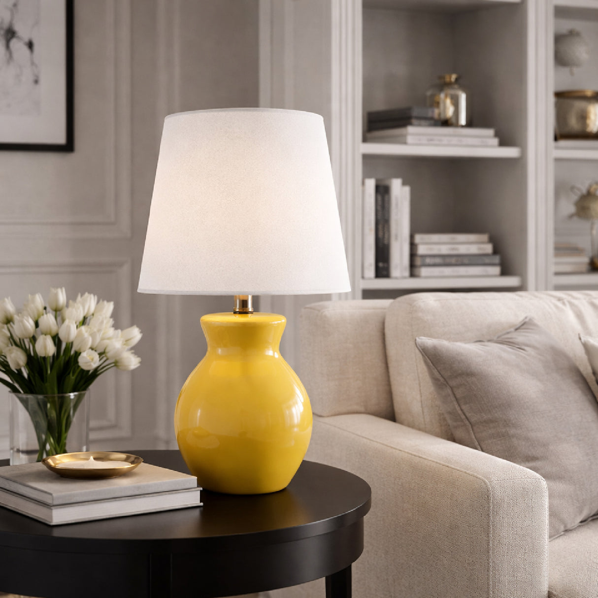 Modern European furniture - White Cotton Ceramic Table Lamp - www.oroa.com | Oroa.com