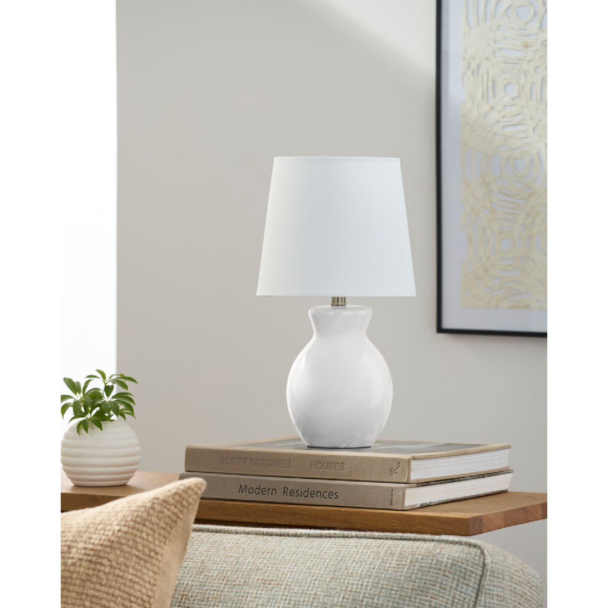 Modern European furniture - White Cotton Ceramic Table Lamp - www.oroa.com | Oroa.com