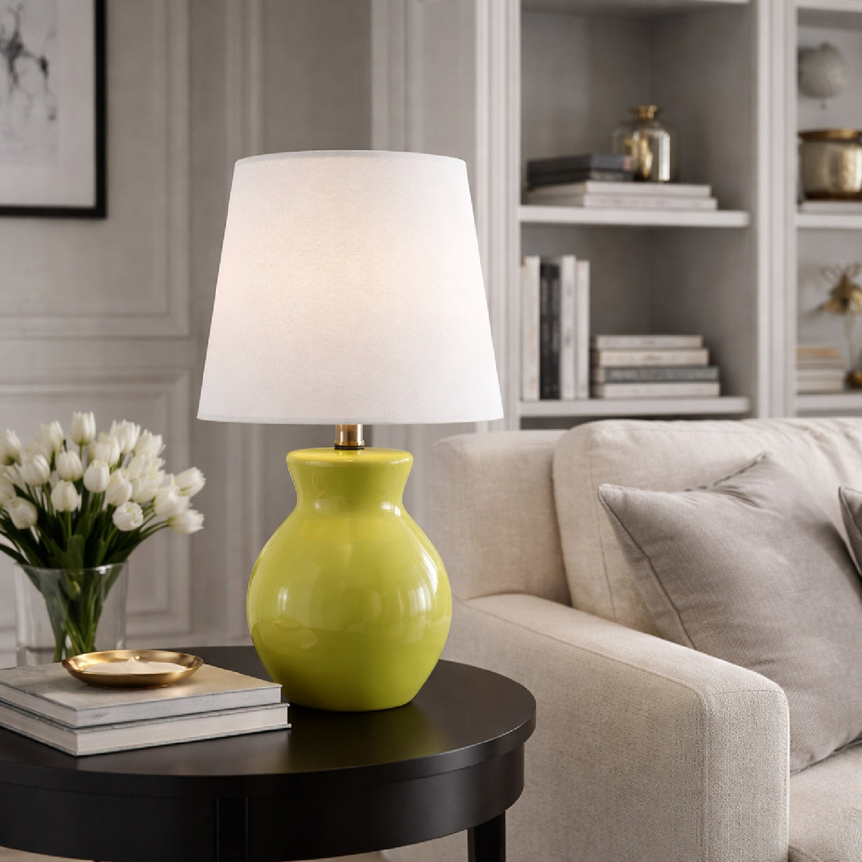 Modern European furniture - White Cotton Ceramic Table Lamp - www.oroa.com | Oroa.com