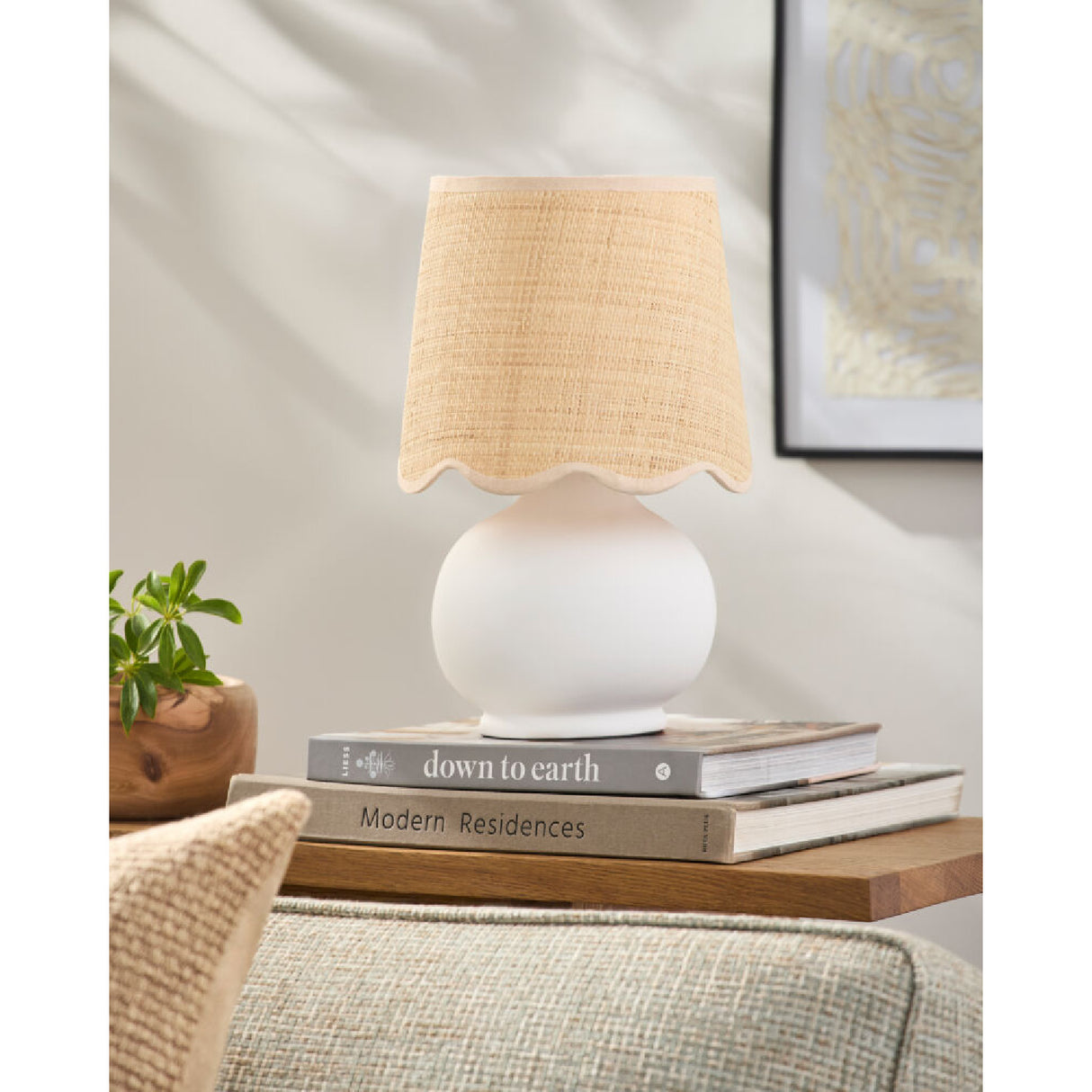 Modern European furniture - Beige Raffia Accent Table Lamp - www.oroa.com | Oroa.com