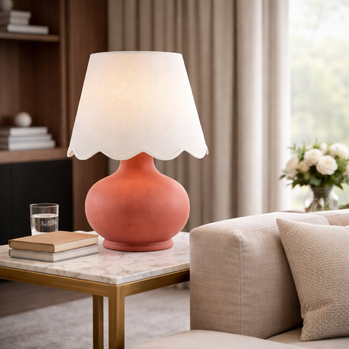 Modern European furniture - Scalloped Raffia Accent Table Lamp - www.oroa.com | Oroa.com