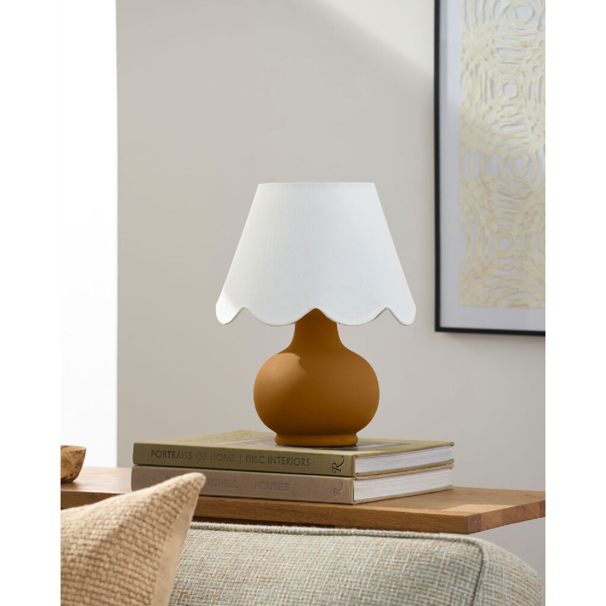 Modern European furniture - Scalloped Raffia Accent Table Lamp - www.oroa.com | Oroa.com