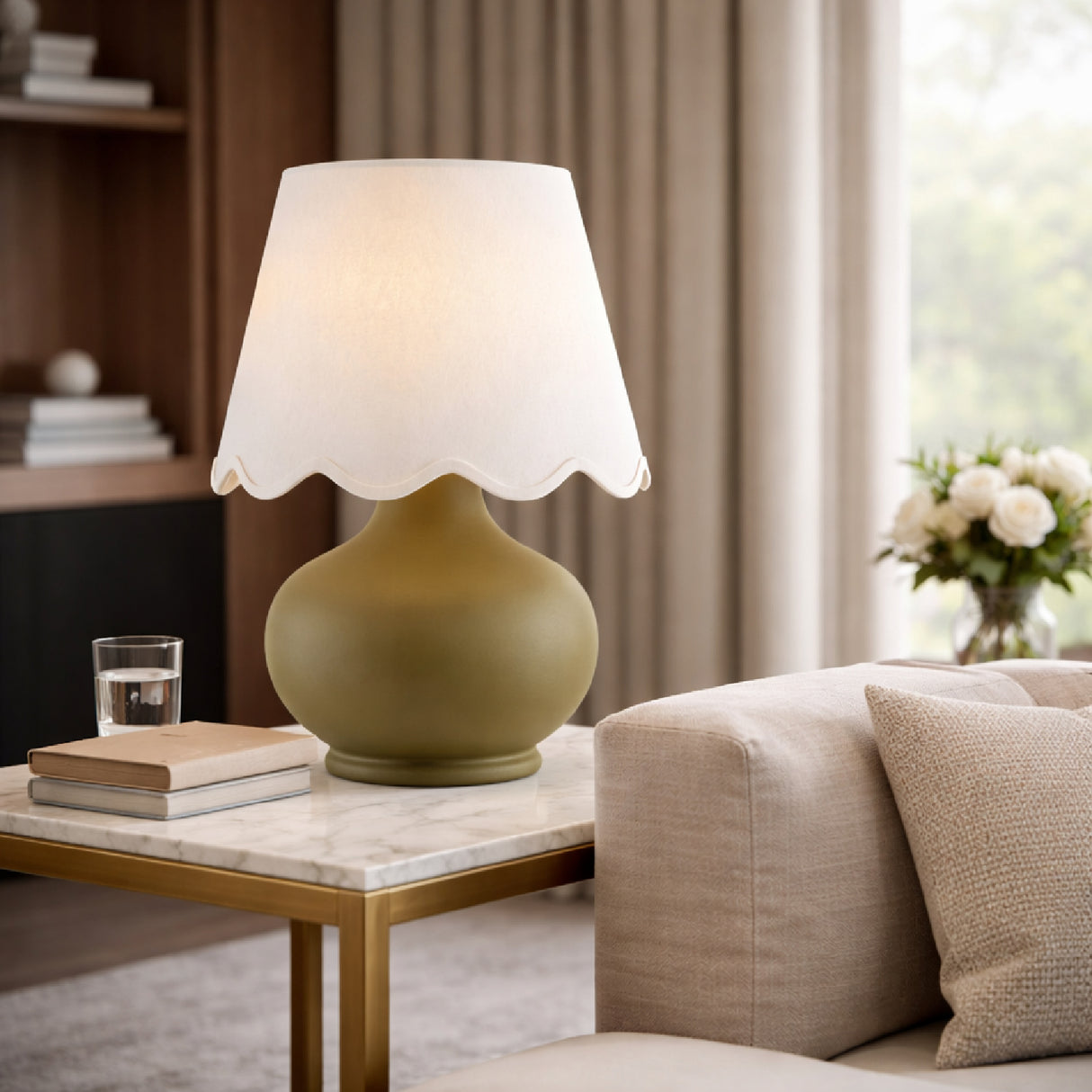 Modern European furniture - Scalloped Raffia Accent Table Lamp - www.oroa.com | Oroa.com