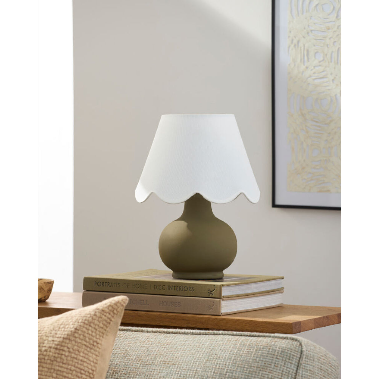 Modern European furniture - Scalloped Raffia Accent Table Lamp - www.oroa.com | Oroa.com