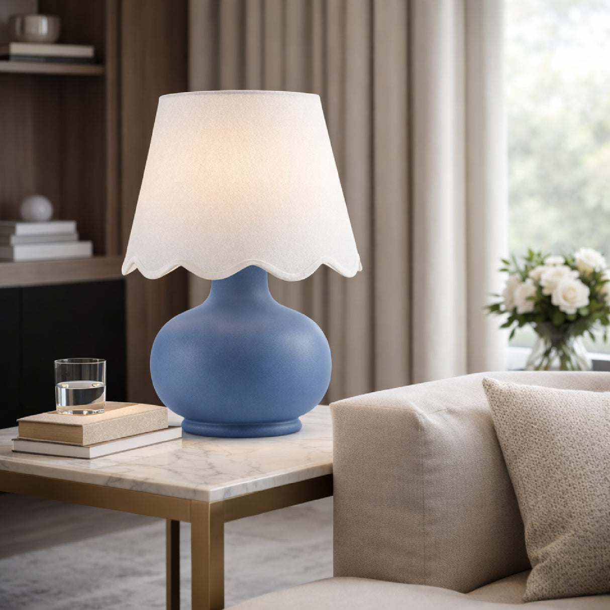 Modern European furniture - Scalloped Raffia Accent Table Lamp - www.oroa.com | Oroa.com