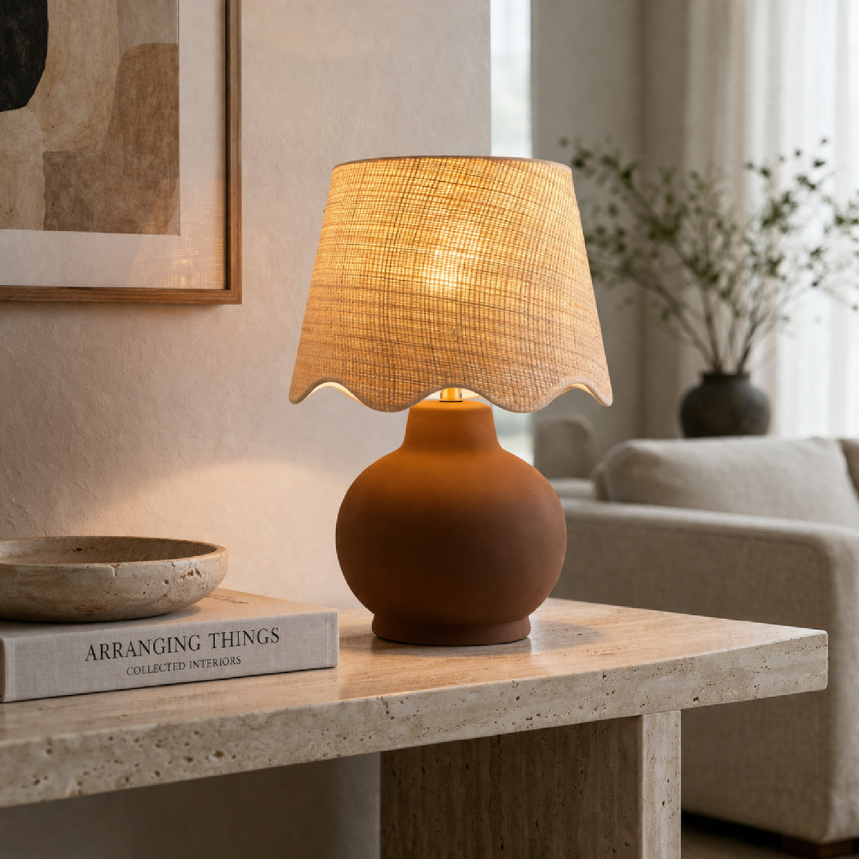 Modern European furniture - Wavy Linen Ceramic Table Lamp - www.oroa.com | Oroa.com