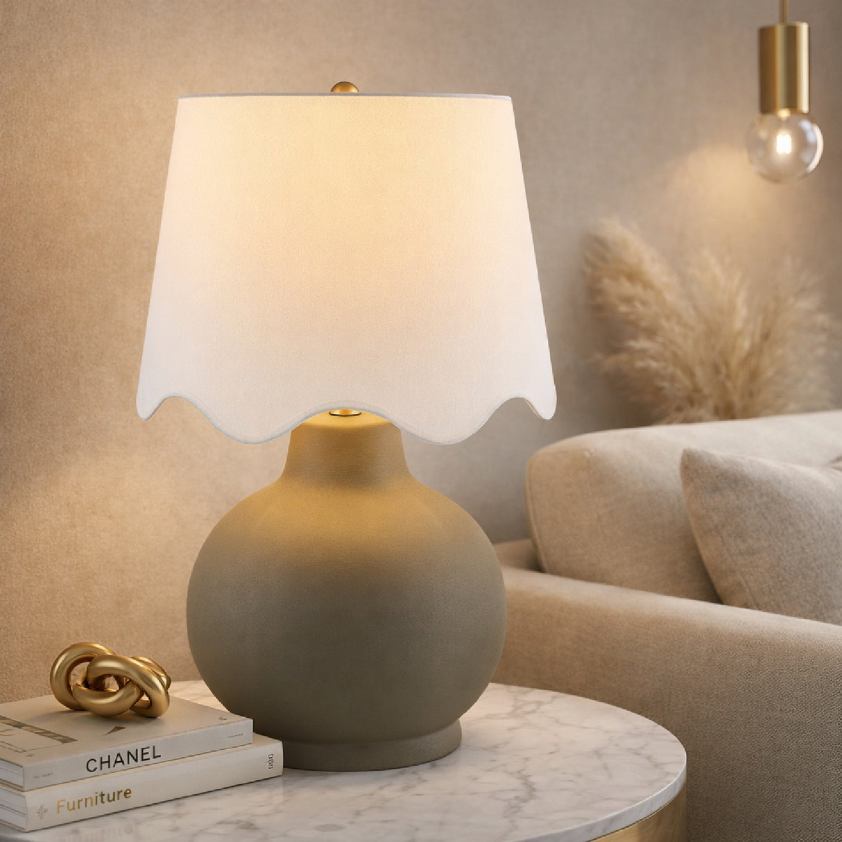 Modern European furniture - Wavy Linen Ceramic Table Lamp - www.oroa.com | Oroa.com