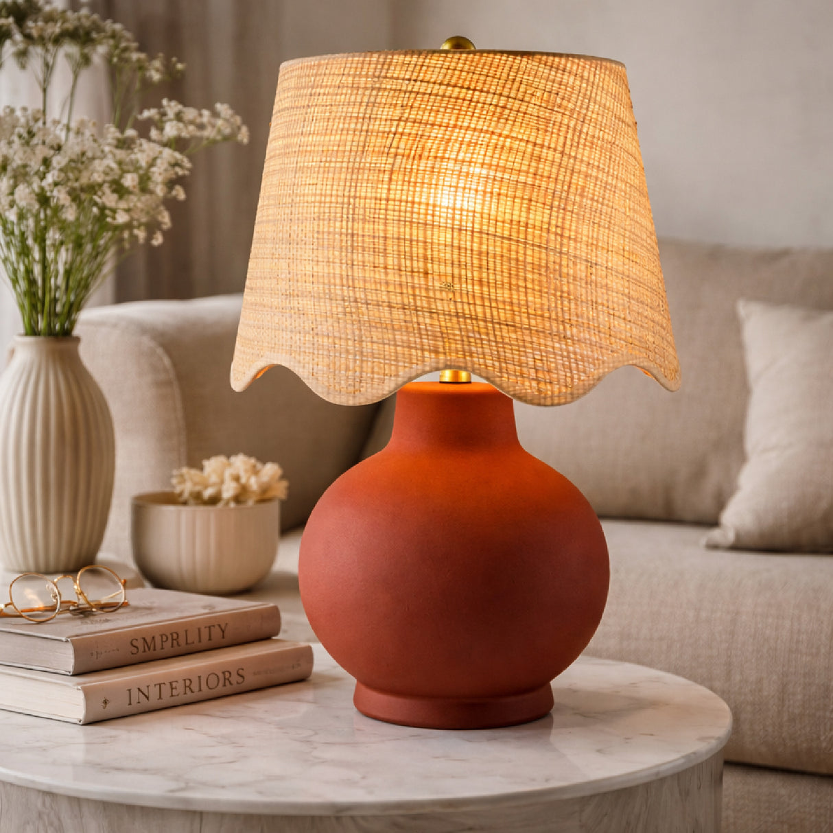 Modern European furniture - Wavy Linen Ceramic Table Lamp - www.oroa.com | Oroa.com