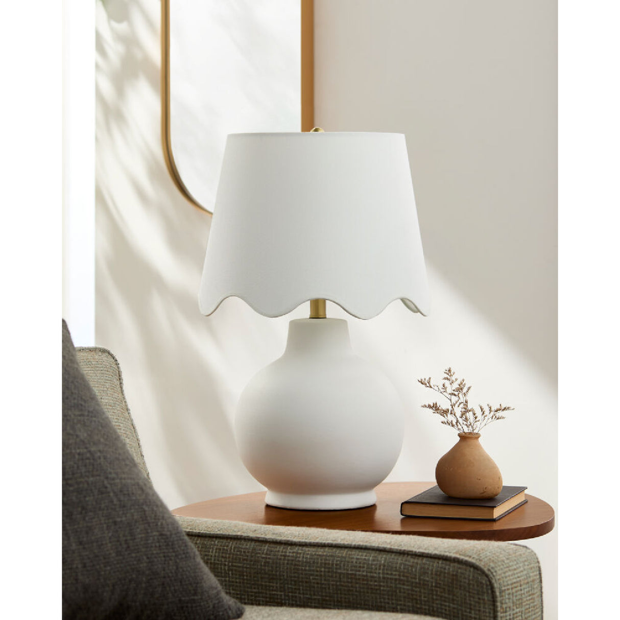 Modern European furniture - Wavy Linen Ceramic Table Lamp - www.oroa.com | Oroa.com